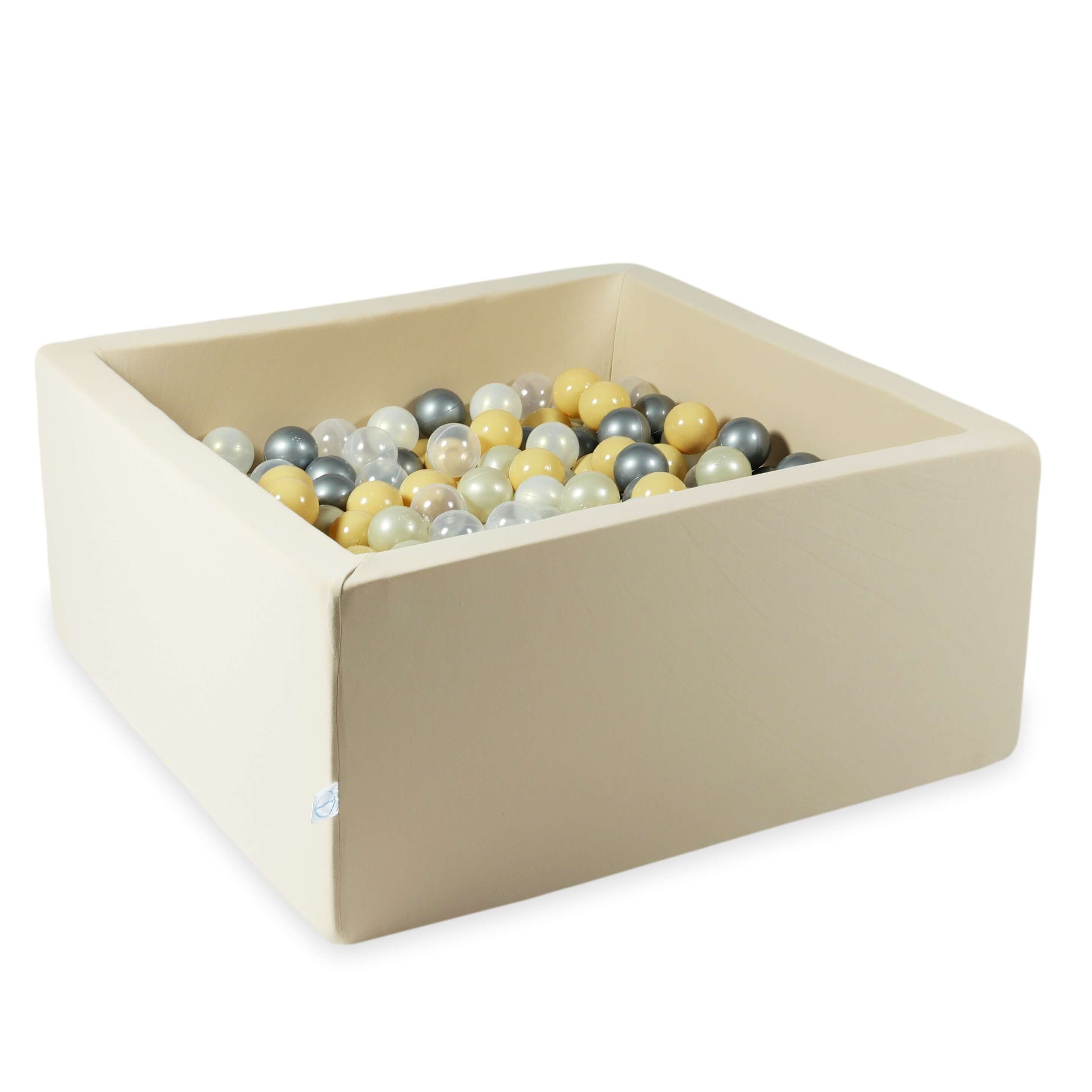 Square ball pit with balls 90 × 90 × 40 cm beige + 400 balls