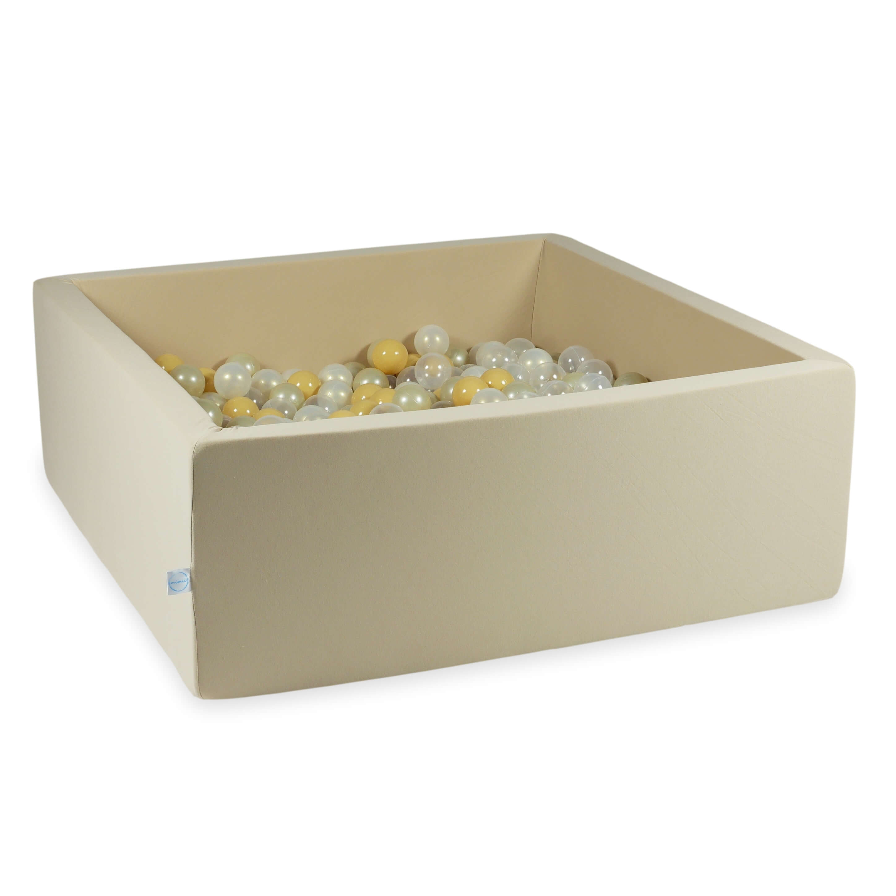 Square ball pit with balls 110 × 110 × 40 cm beige + 600 balls