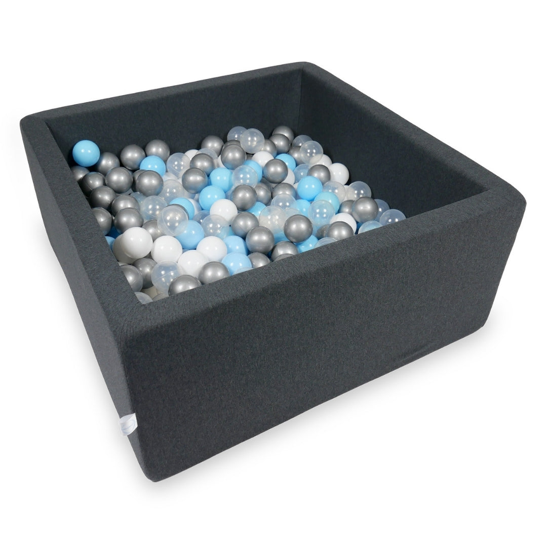 Square ball pit with balls 90 × 90 × 40 cm graphite + 400 balls