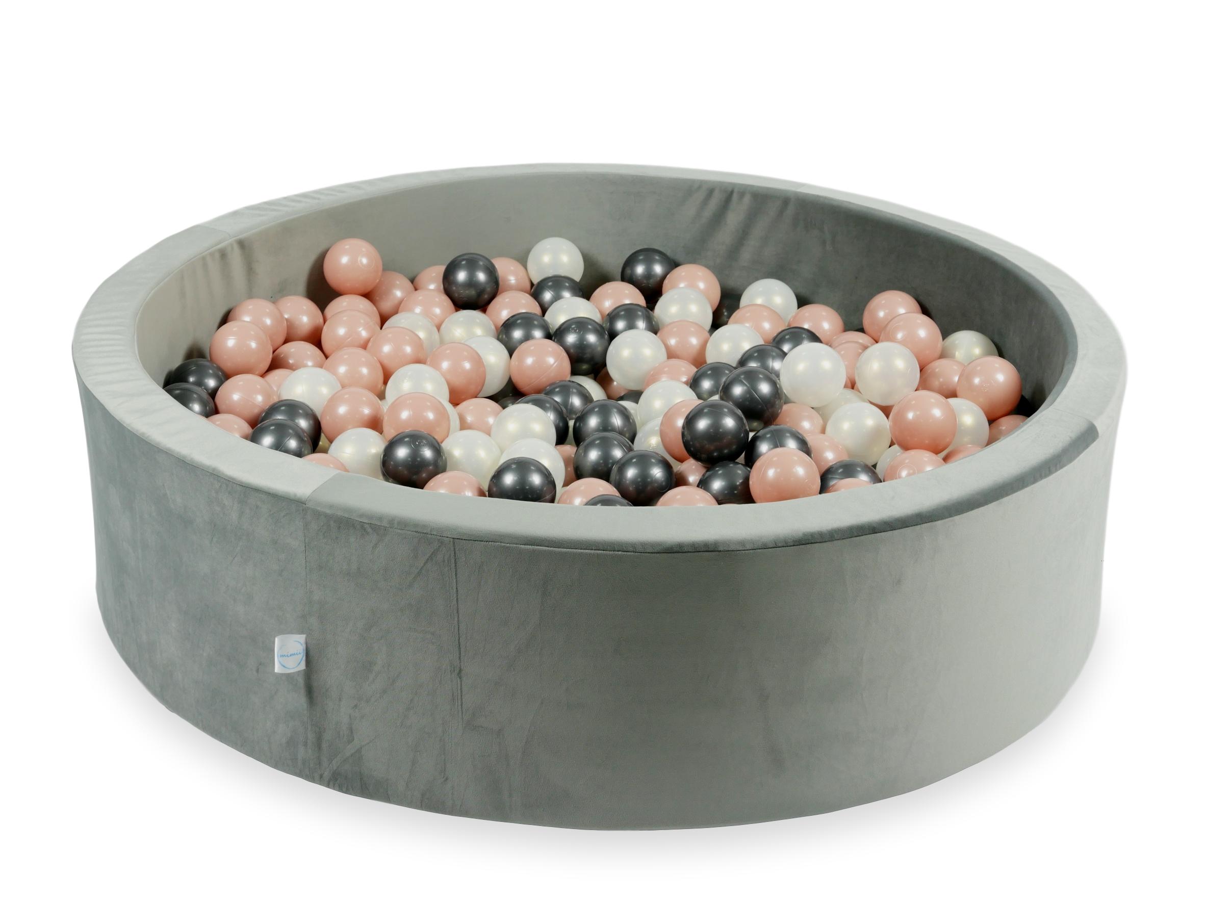 Ball pit with balls 110 × 30 cm velvet grey with 400 balls