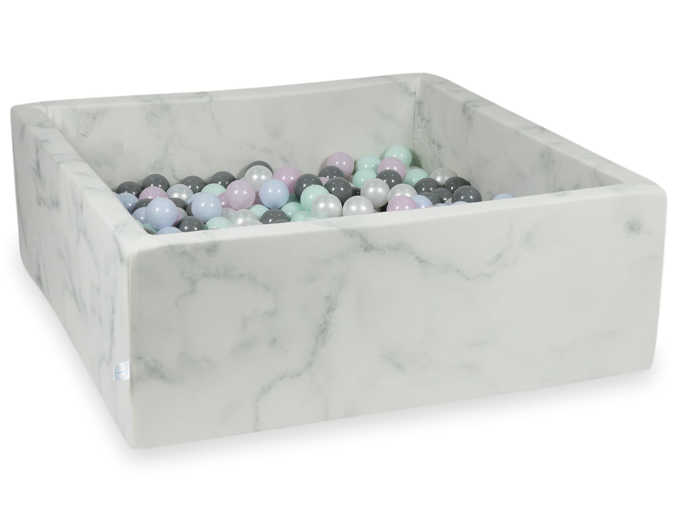 Square ball pit with balls 110 × 110 × 40 cm velvet + 600 balls
