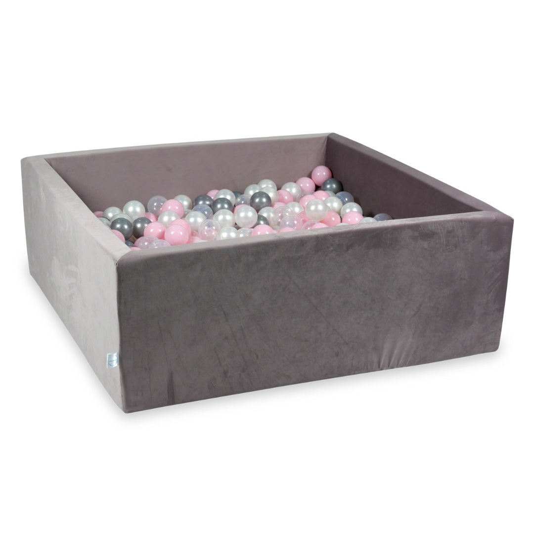 Square ball pit with balls 110 × 110 × 40 cm velvet lilac + 600 balls