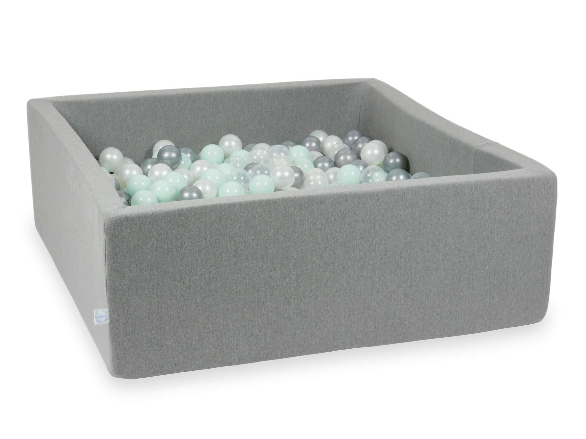 Square ball pit with balls 110 × 110 × 40 cm grey + 600 balls
