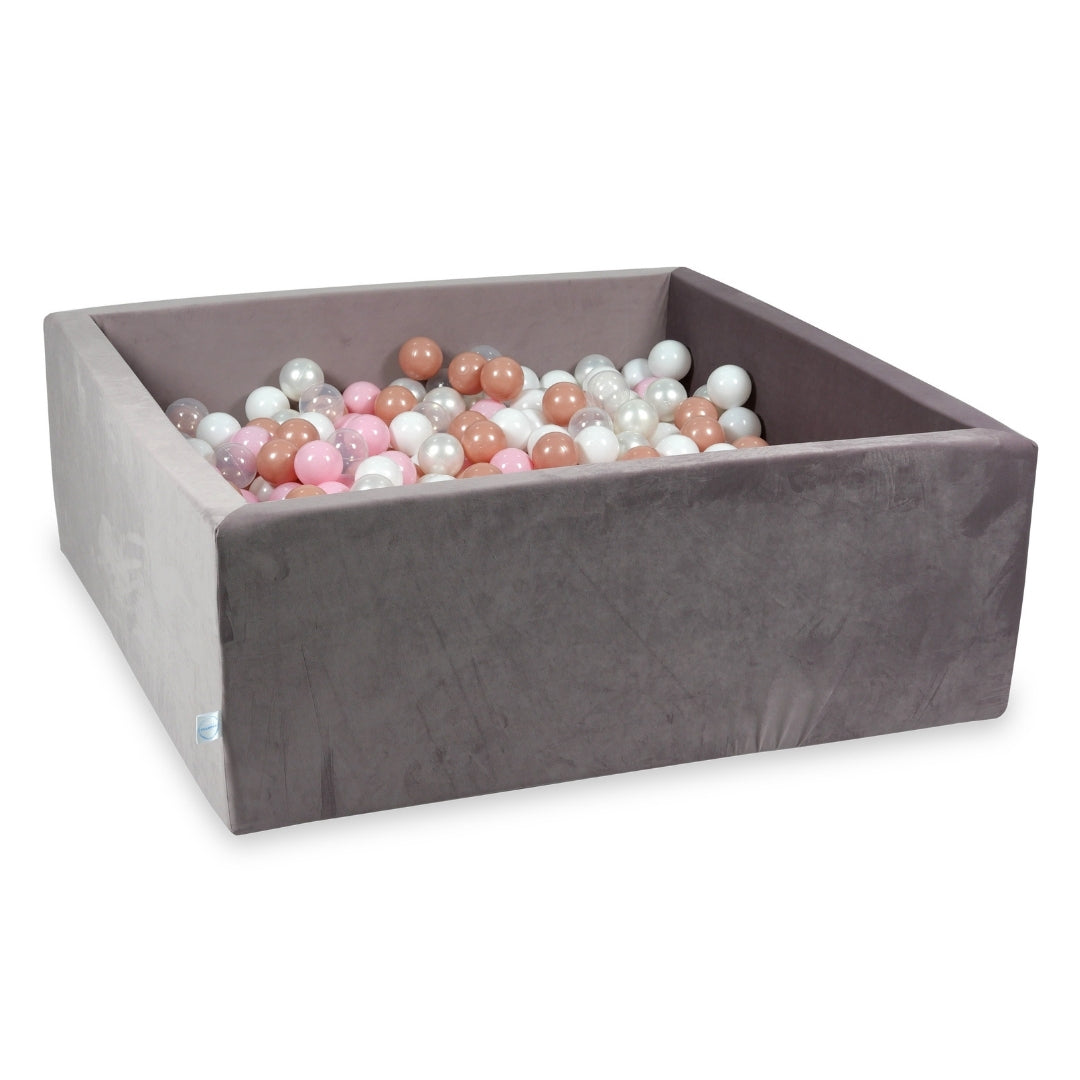 Square ball pit with balls 110 × 110 × 40 cm velvet lilac + 600 balls