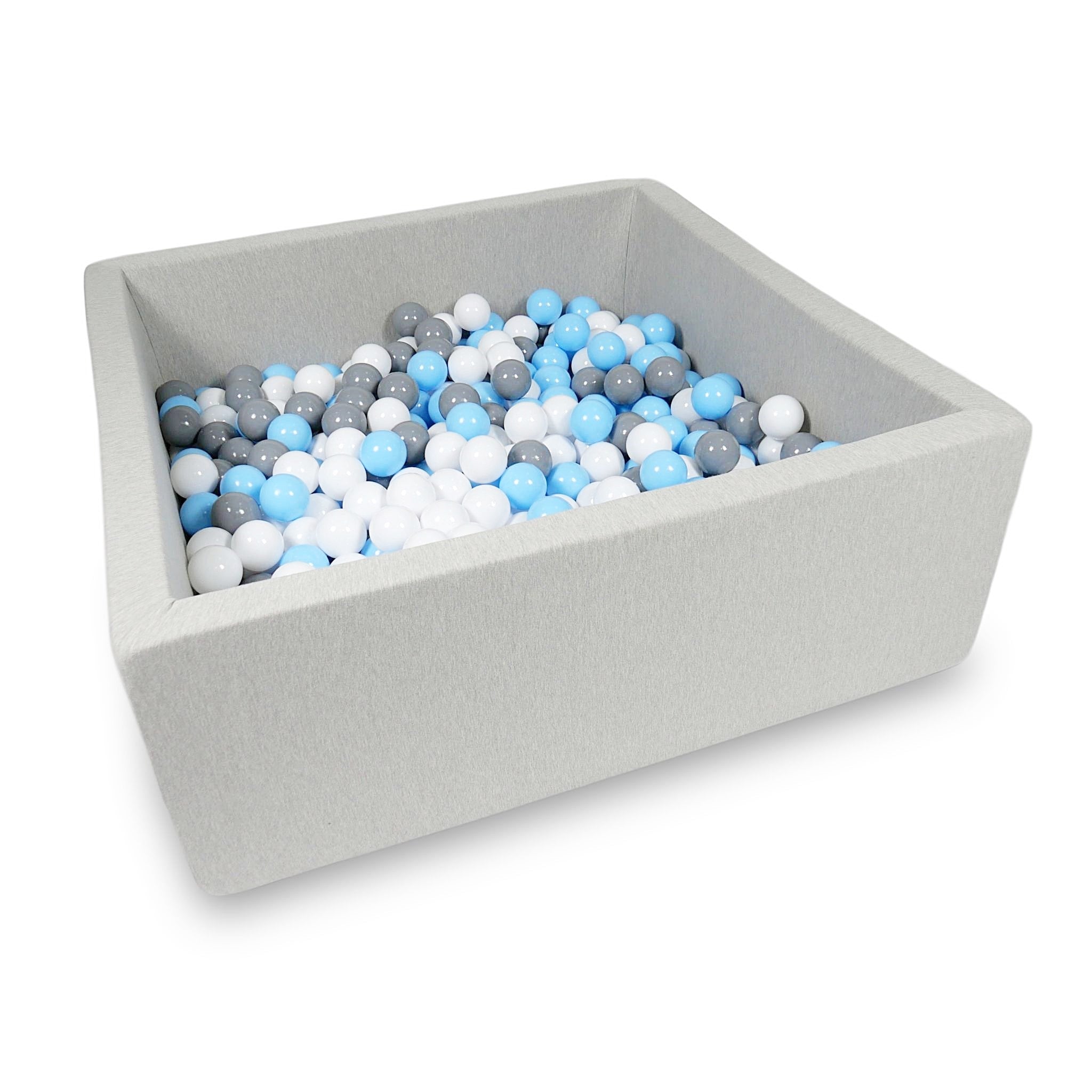 Square ball pit with balls 110 × 110 × 40 cm light grey + 600 balls