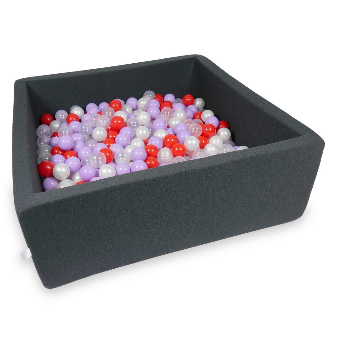 Square ball pit with balls 110 × 110 × 40 cm graphite + 600 balls