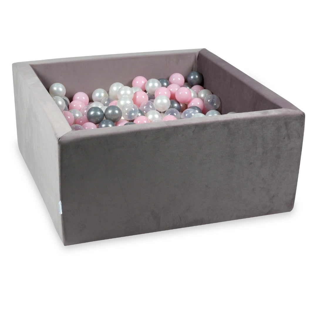 Square ball pit with balls 90 × 90 × 40 cm velvet lilac + 400 balls