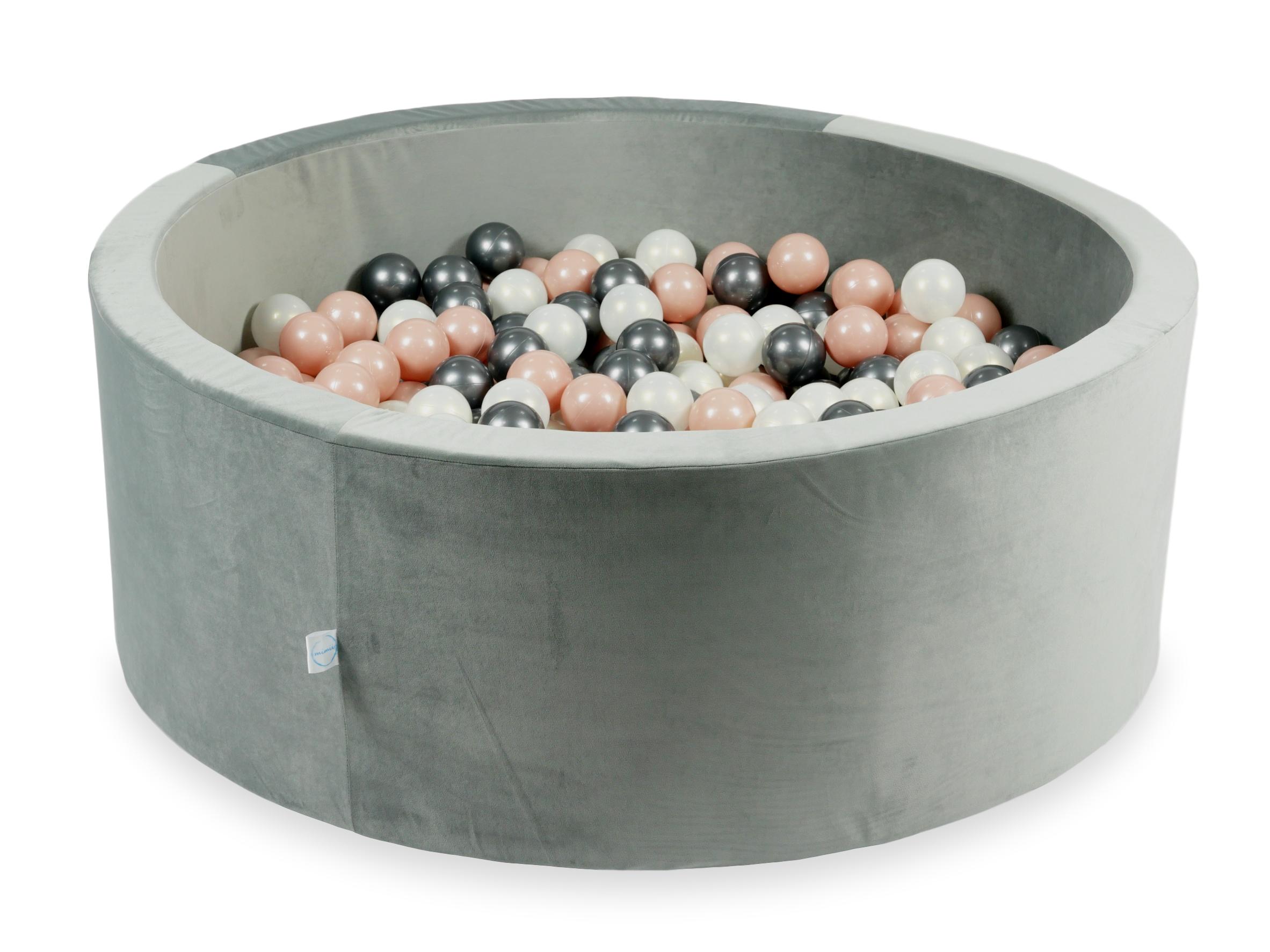 Ball pit with balls 110 × 40 cm velvet grey with 500 balls