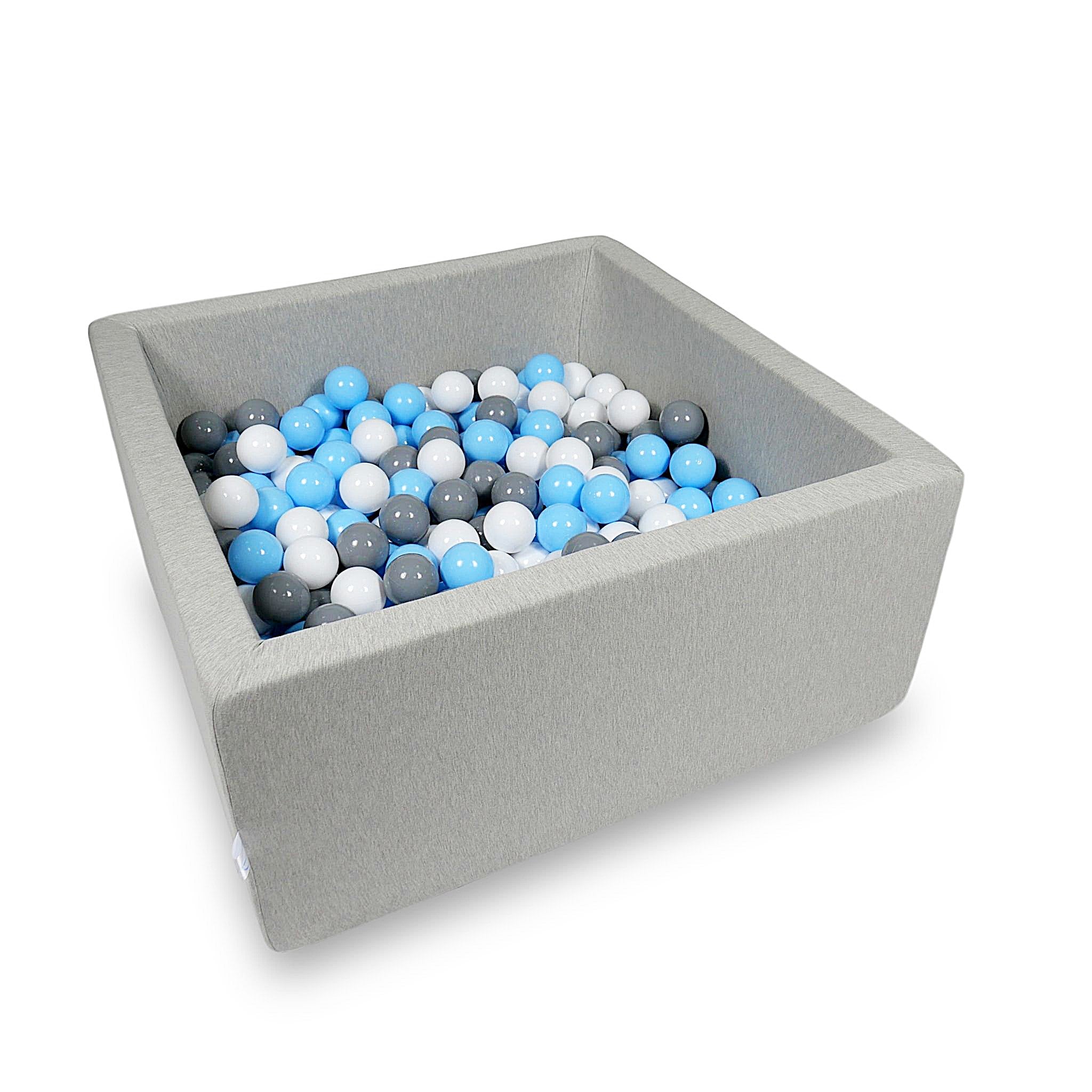 Square ball pit with balls 90 × 90 × 40 cm light grey + 400 balls