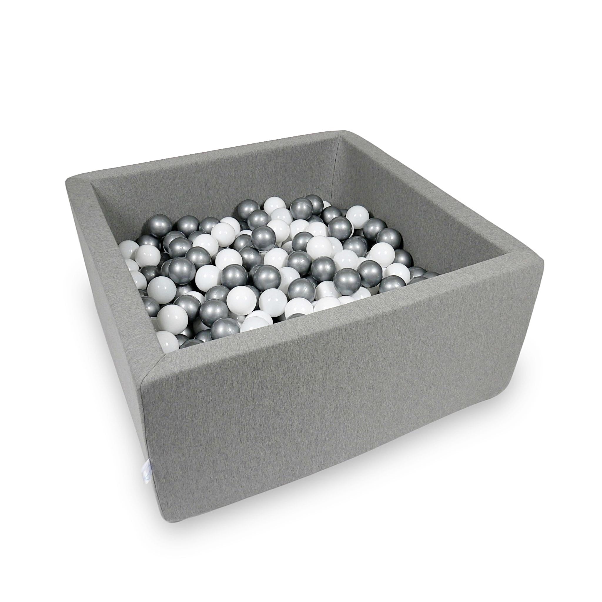 Square ball pit with balls 90 × 90 × 40 cm grey + 400 balls