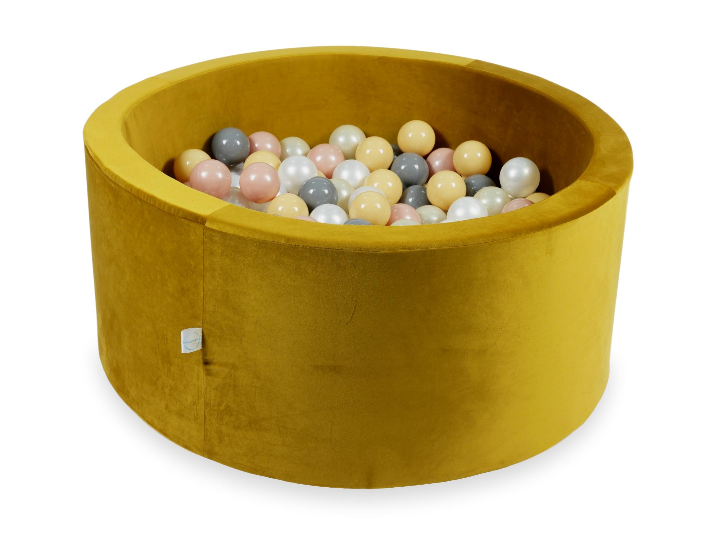 Ball pit with balls 90 × 40 cm velvet gold with 300 balls