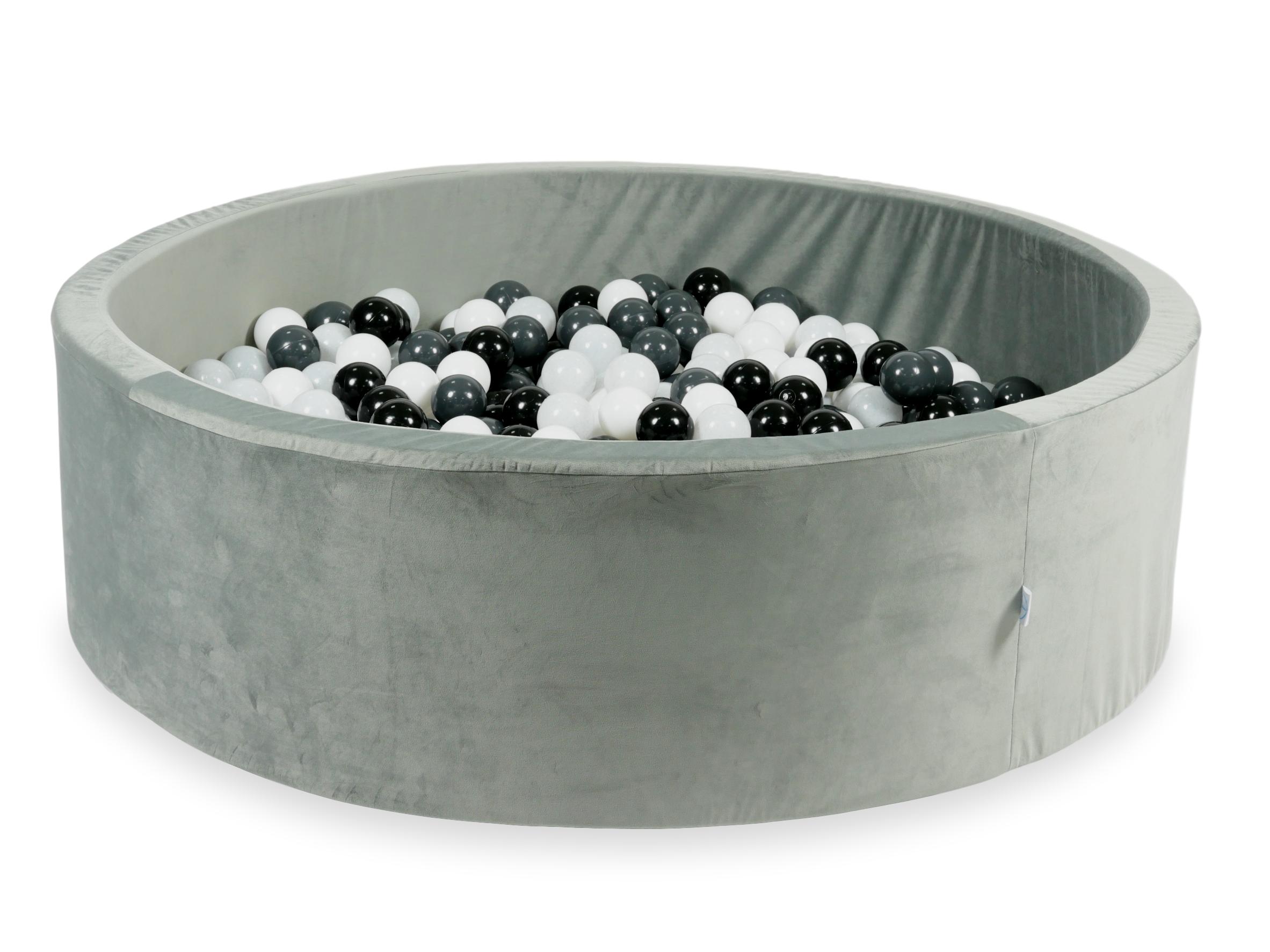 Ball pit with balls 130 × 40 cm velvet grey with 700 balls