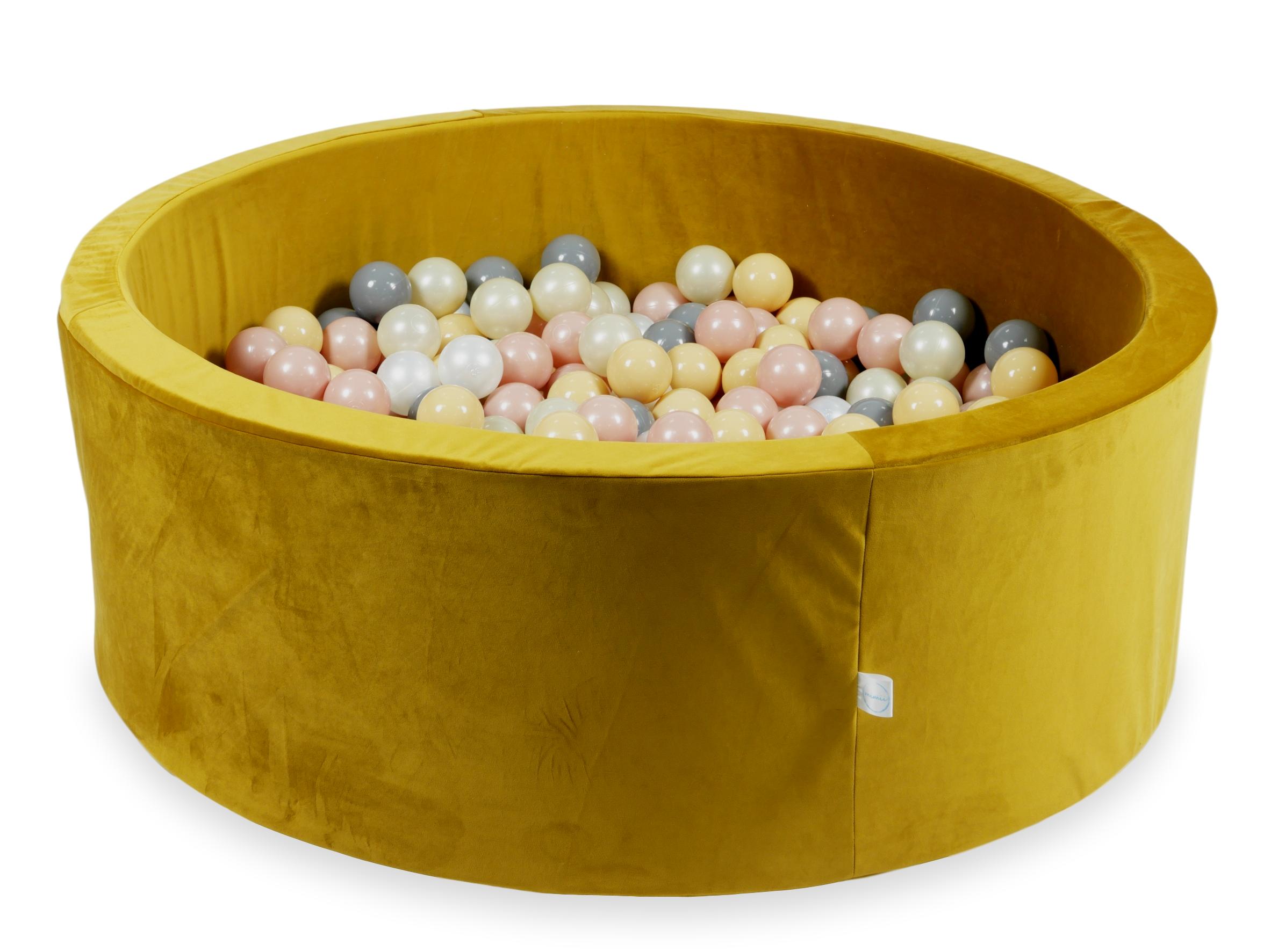 Ball pit with balls 110 × 40 cm velvet gold with 500 balls