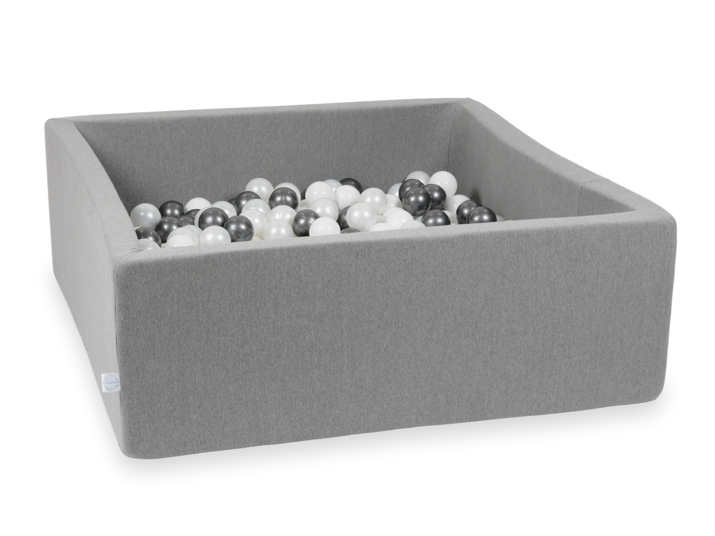 Square ball pit with balls 110 × 110 × 40 cm grey + 600 balls