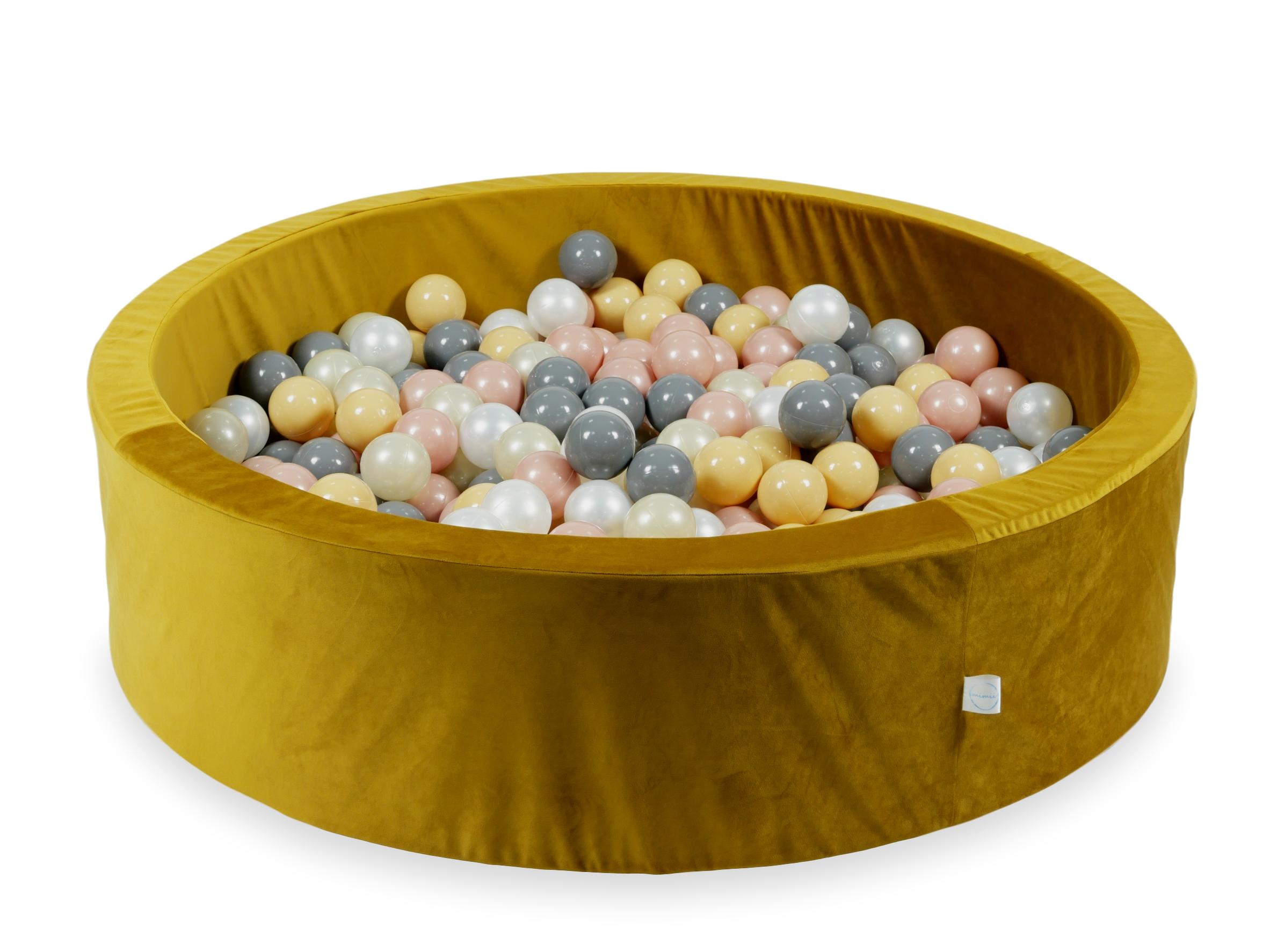 Ball pit with balls 110 × 30 cm velvet gold with 400 balls