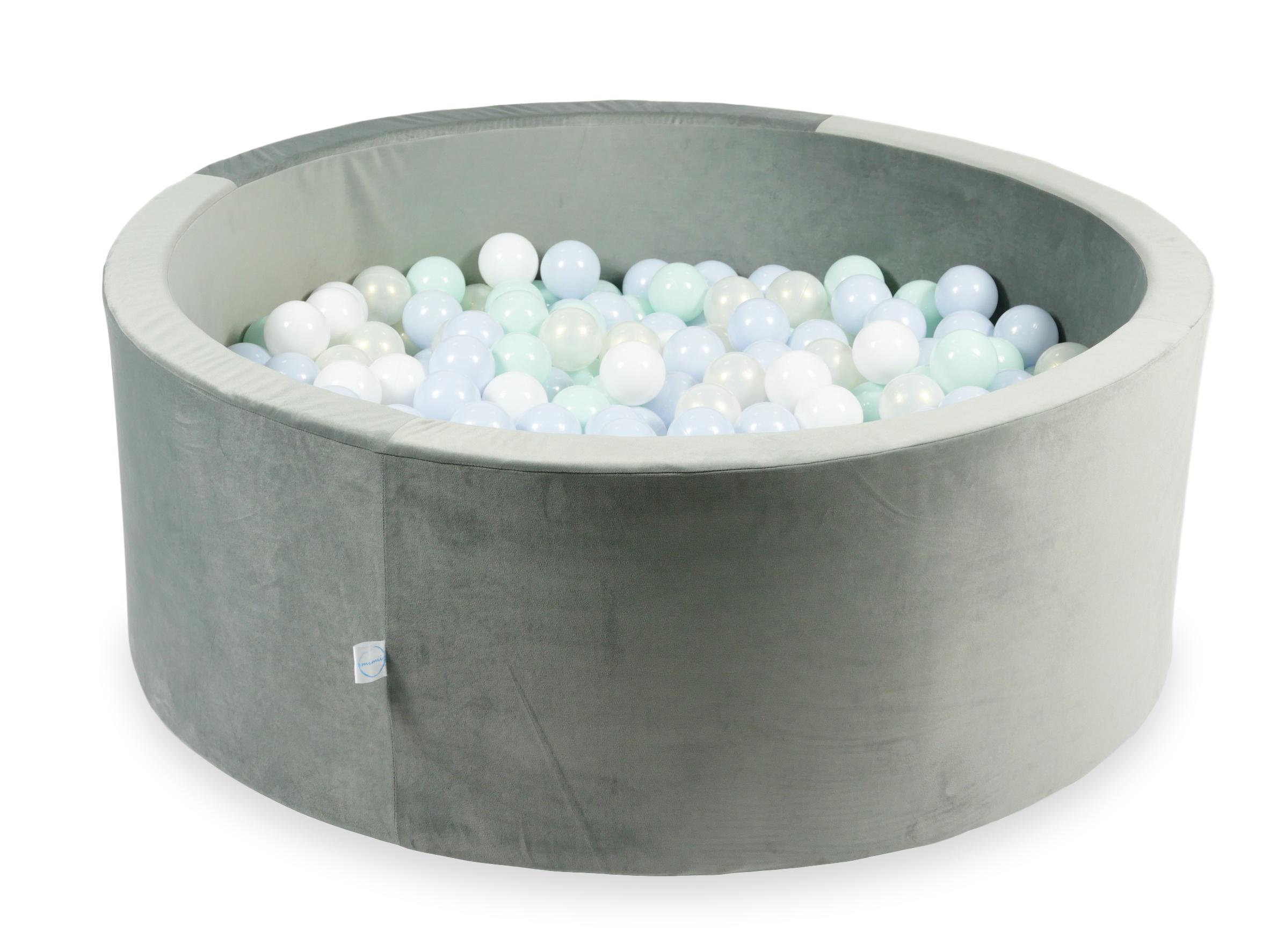 Ball pit with balls 110 × 40 cm velvet grey with 500 balls