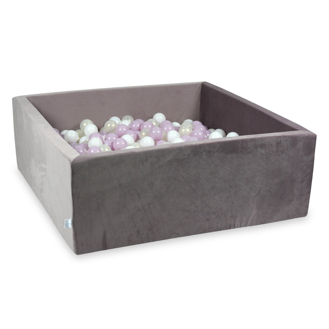Square ball pit with balls 110 × 110 × 40 cm velvet lilac + 600 balls