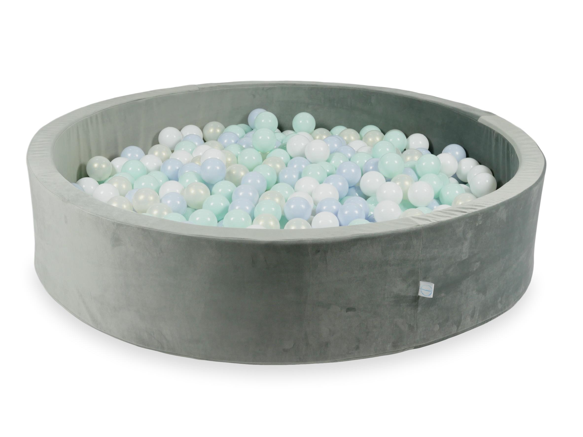 Ball pit with balls 130 × 30 cm velvet grey with 600 balls