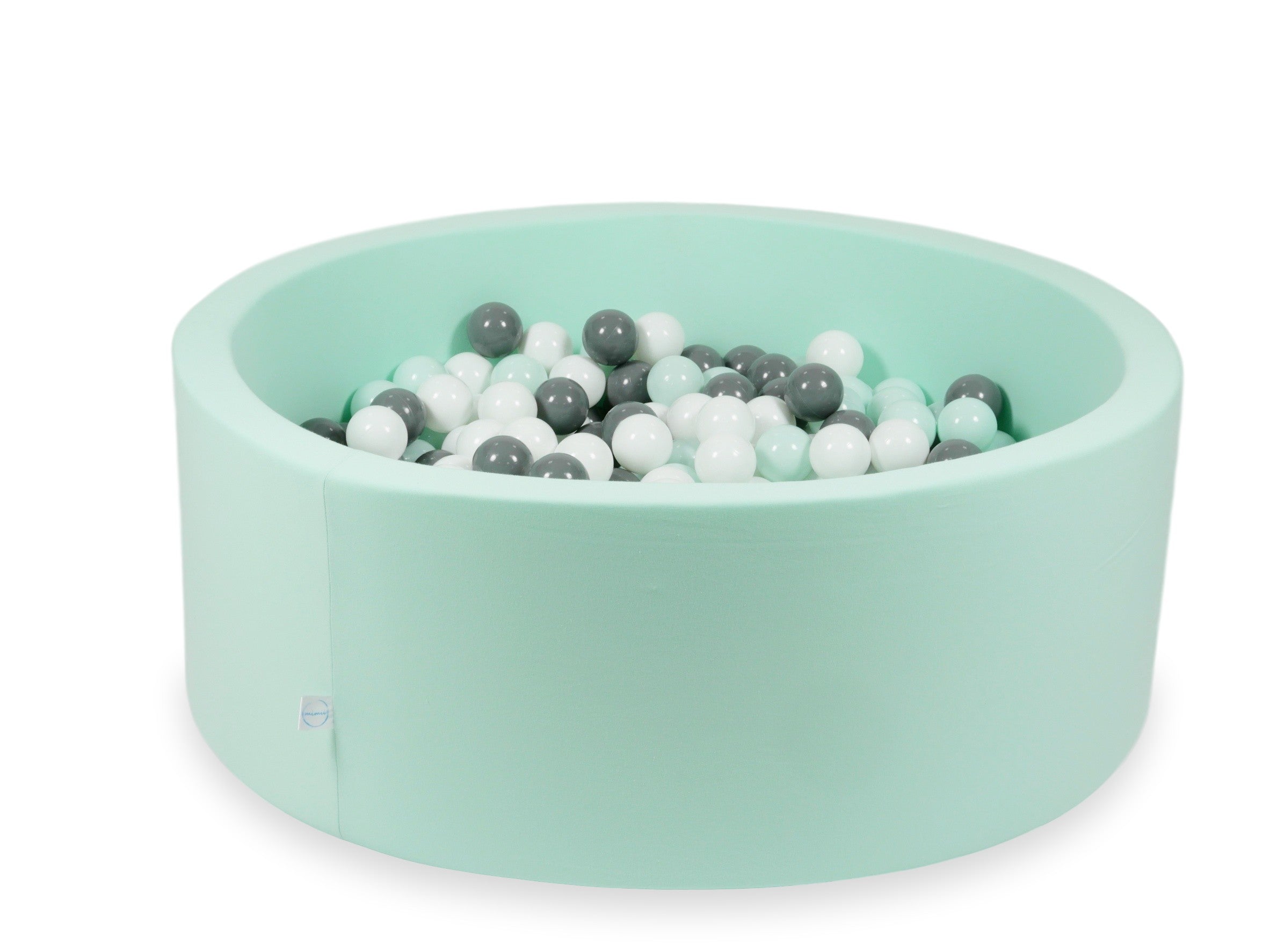 Mimii Bällebad in Mint – rund, 110 × 40 cm, mit 500 Bällen