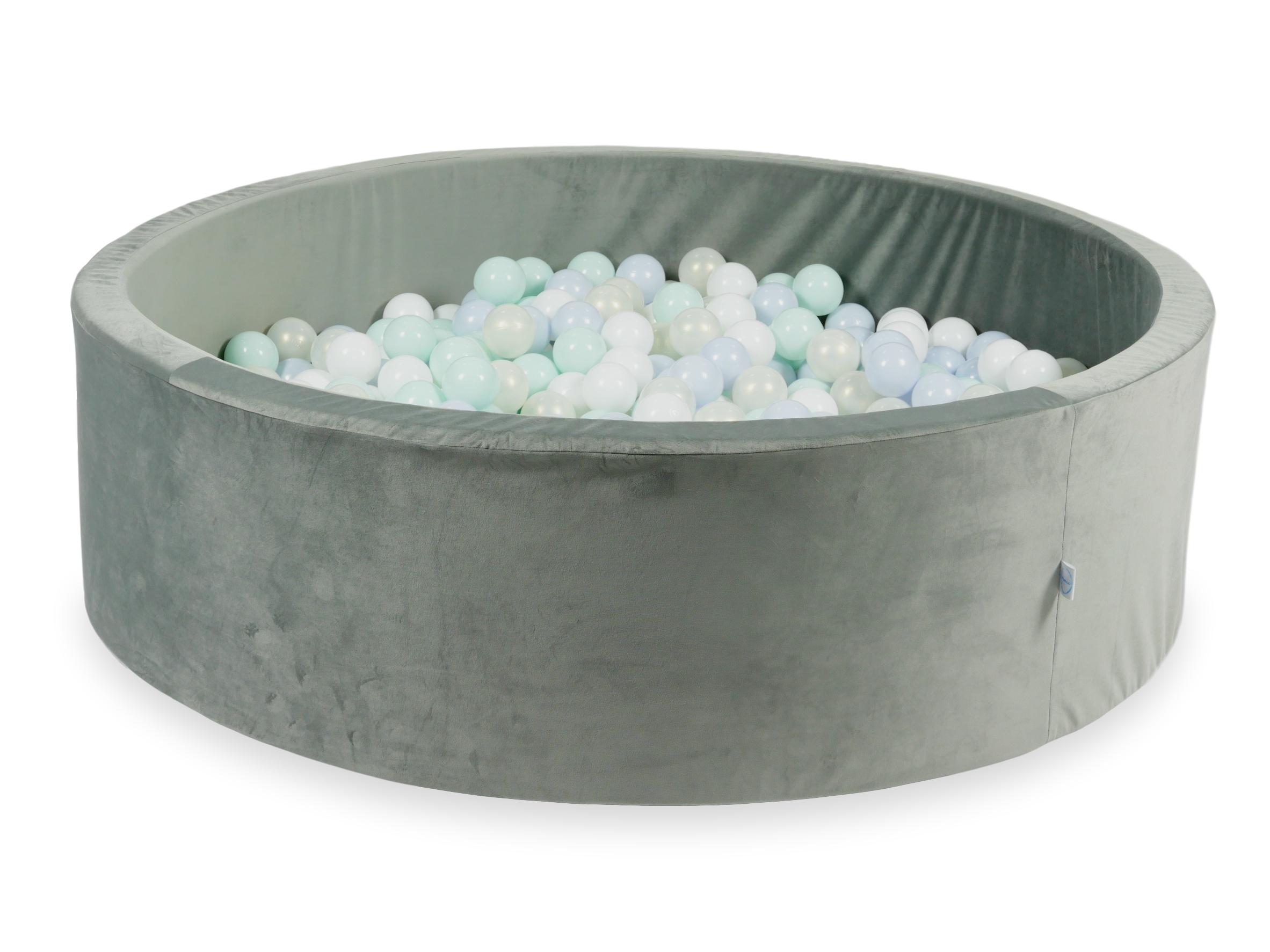 Ball pit with balls 130 × 40 cm velvet grey with 700 balls