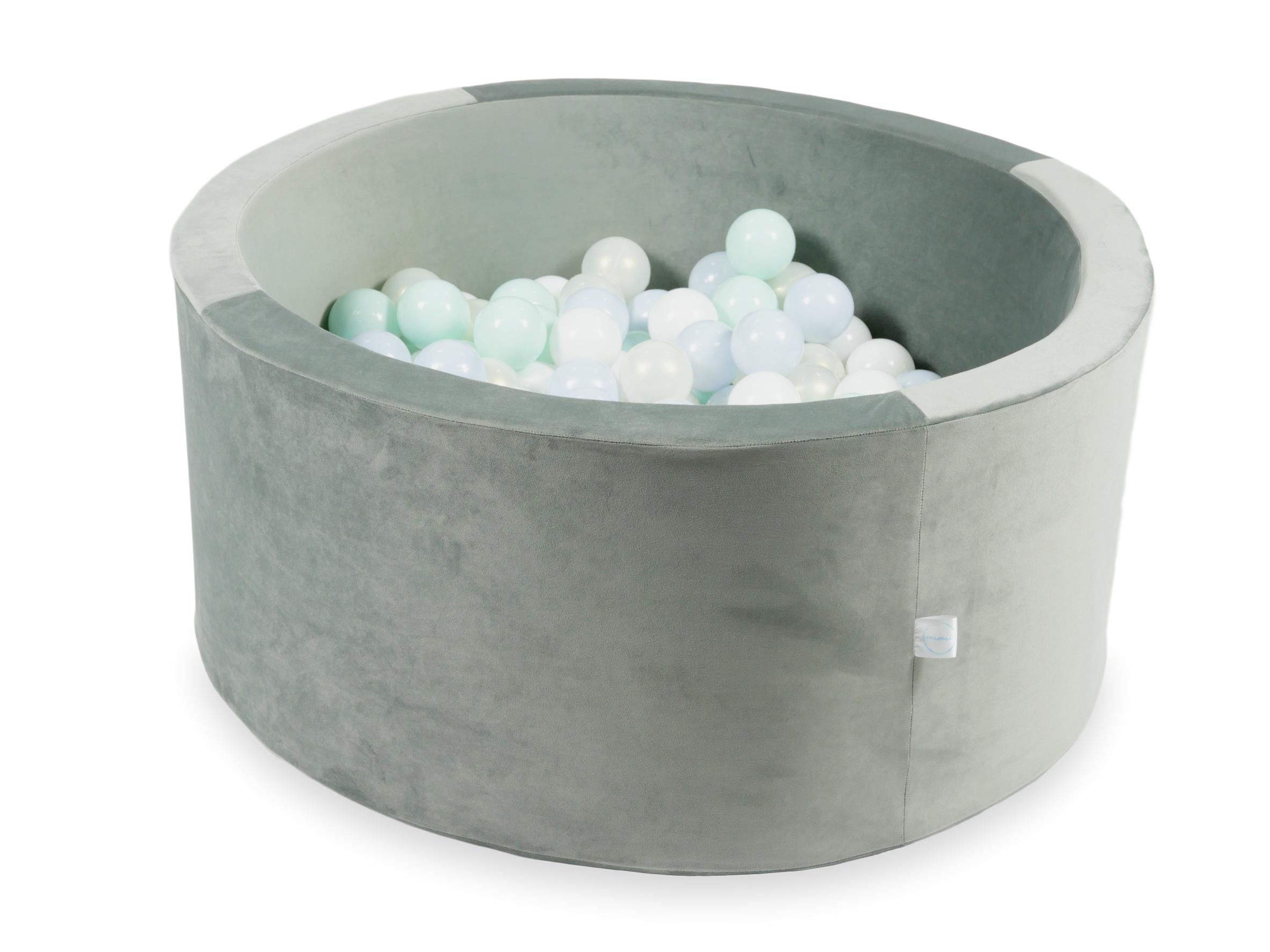 Ball pit with balls 90 × 40 cm velvet grey with 300 balls