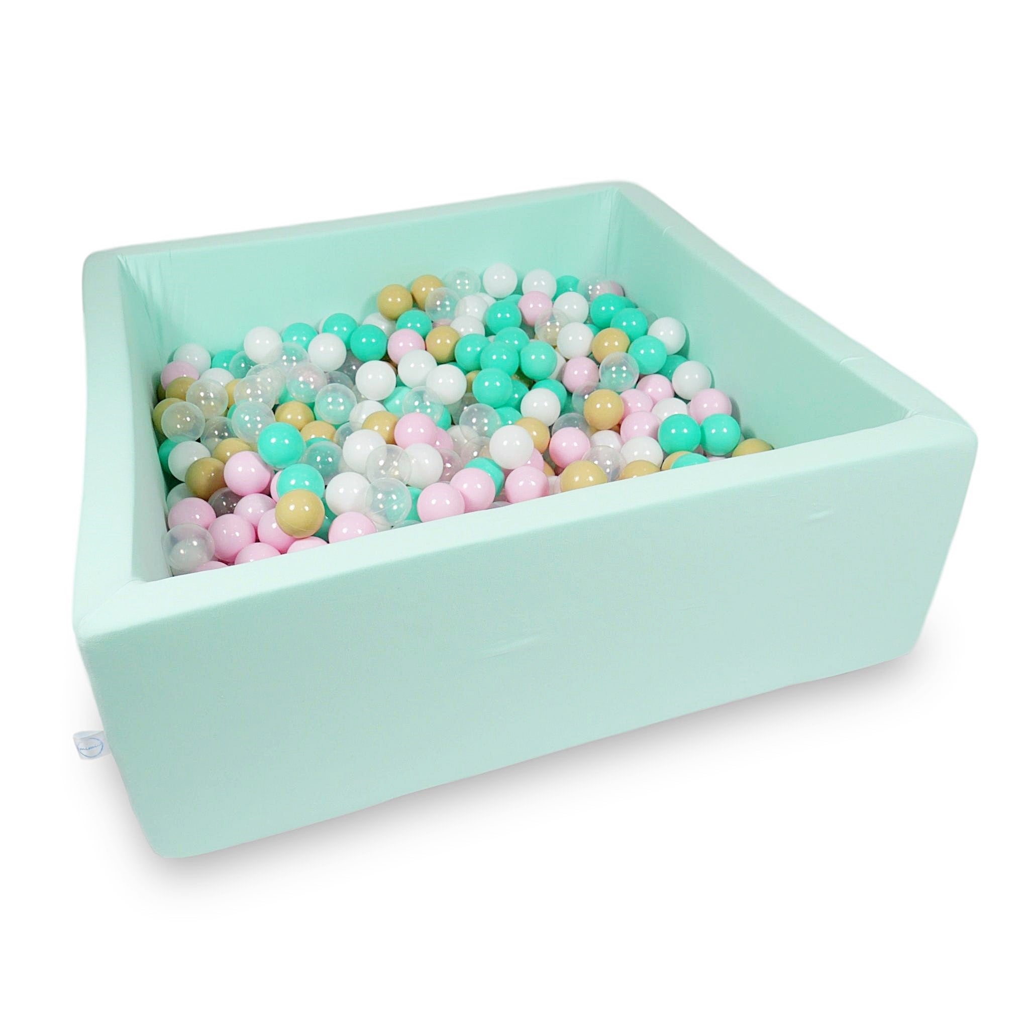 Square ball pit with balls 110 × 110 × 40 cm mint + 600 balls
