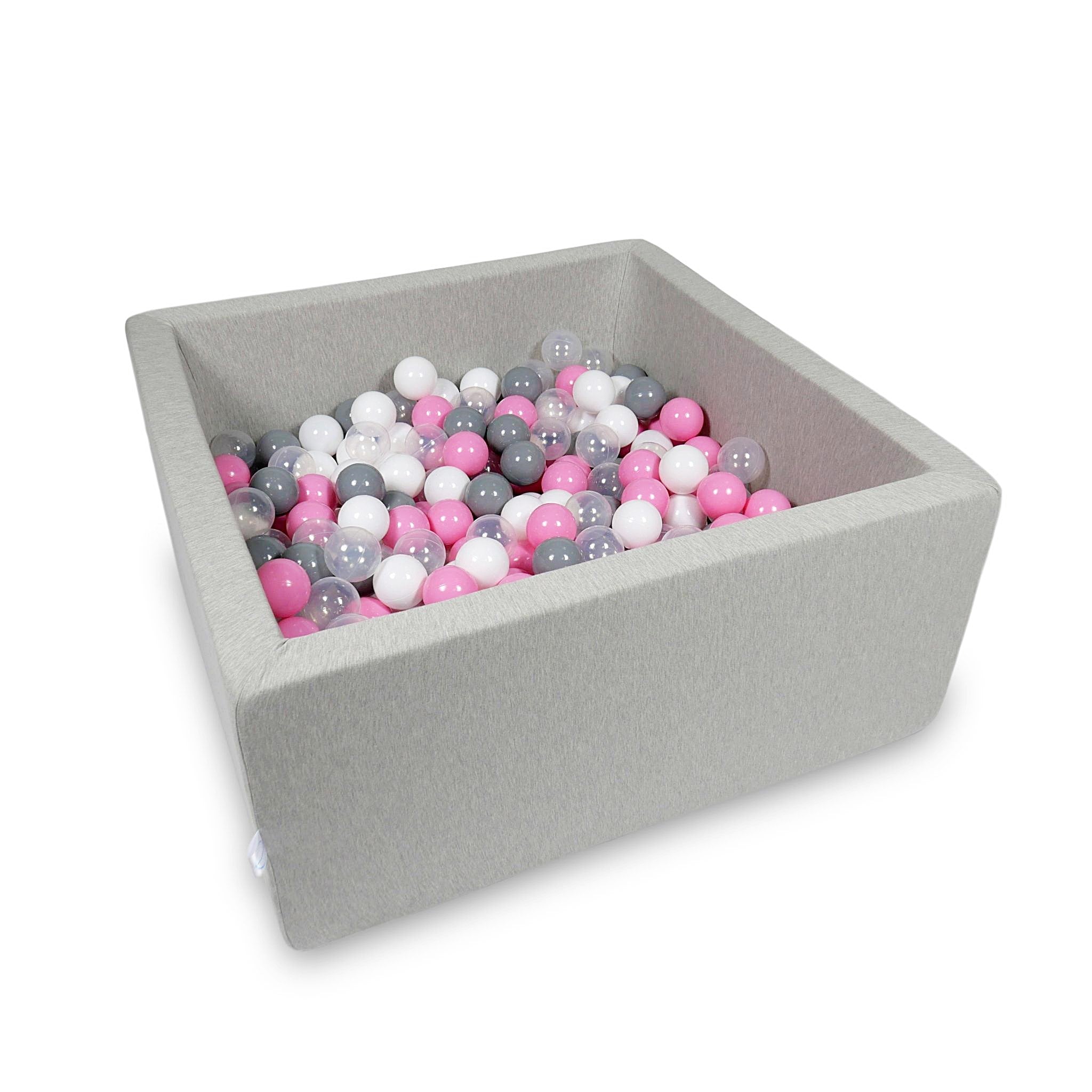 Square ball pit with balls 90 × 90 × 40 cm light grey + 400 balls