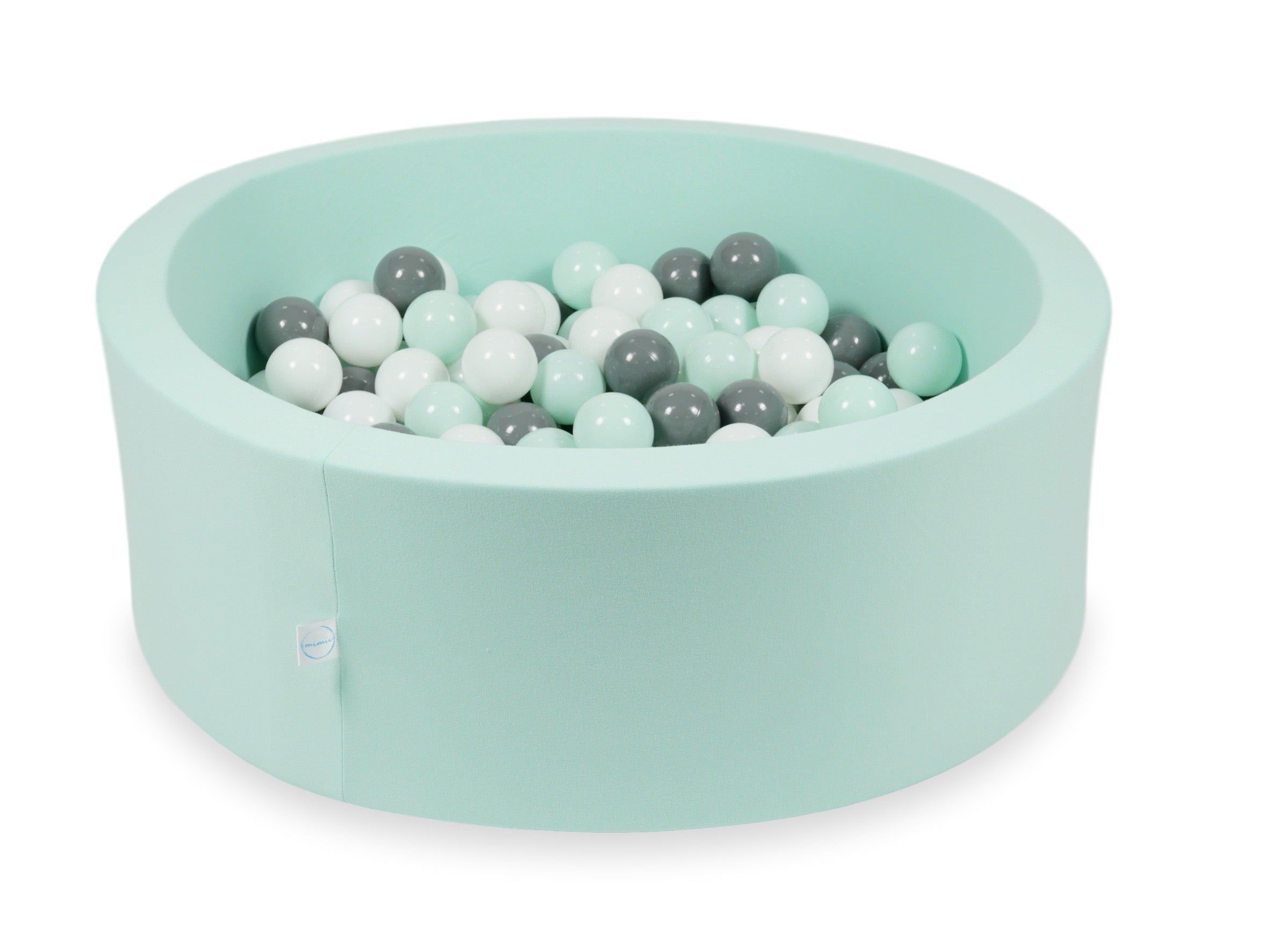 Mimii Bällebad in Mint – rund, 90 × 30 cm, mit 200 Bällen