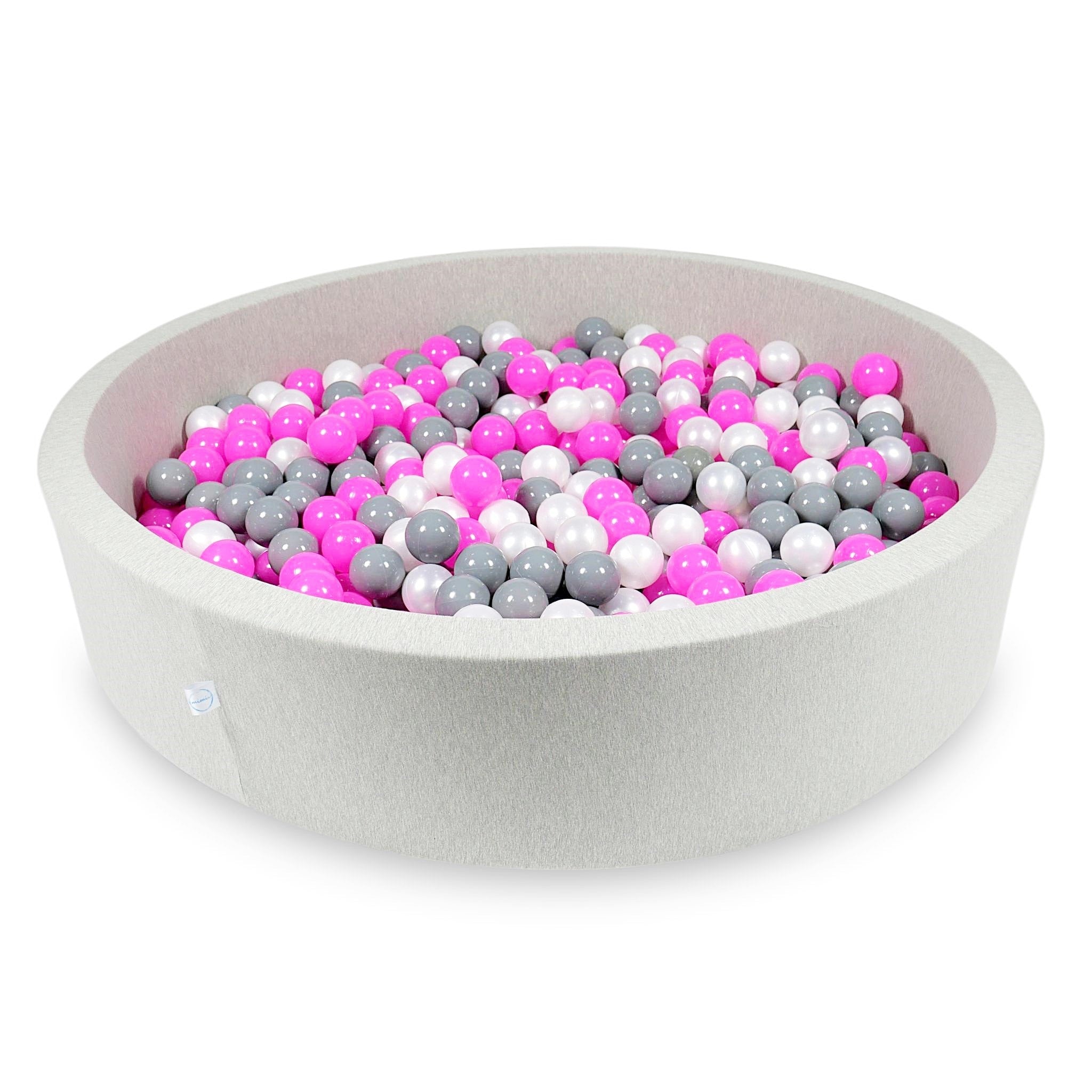 Ball pit with balls 130 × 30 cm light grey with 600 balls