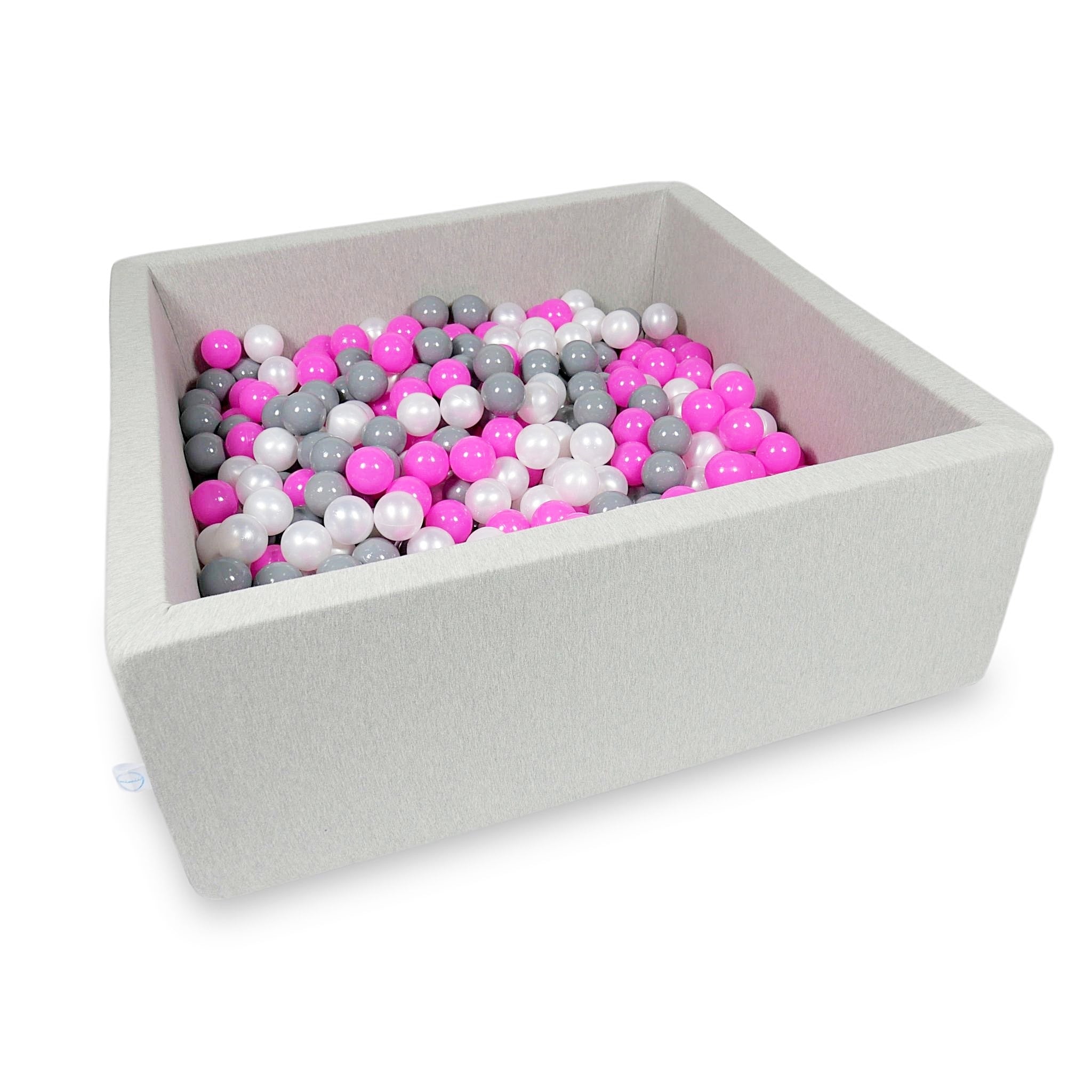Square ball pit with balls 110 × 110 × 40 cm light grey + 600 balls