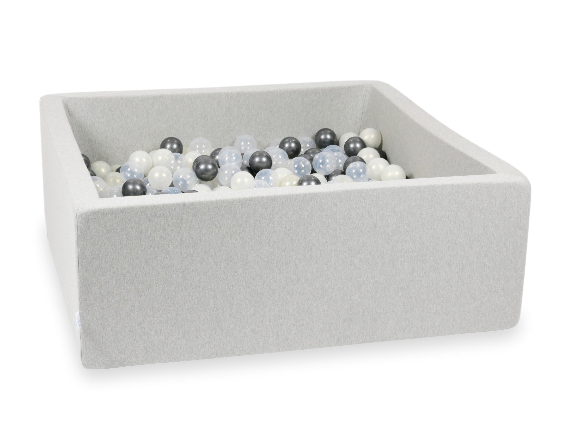 Square ball pit with balls 110 × 110 × 40 cm light grey + 600 balls