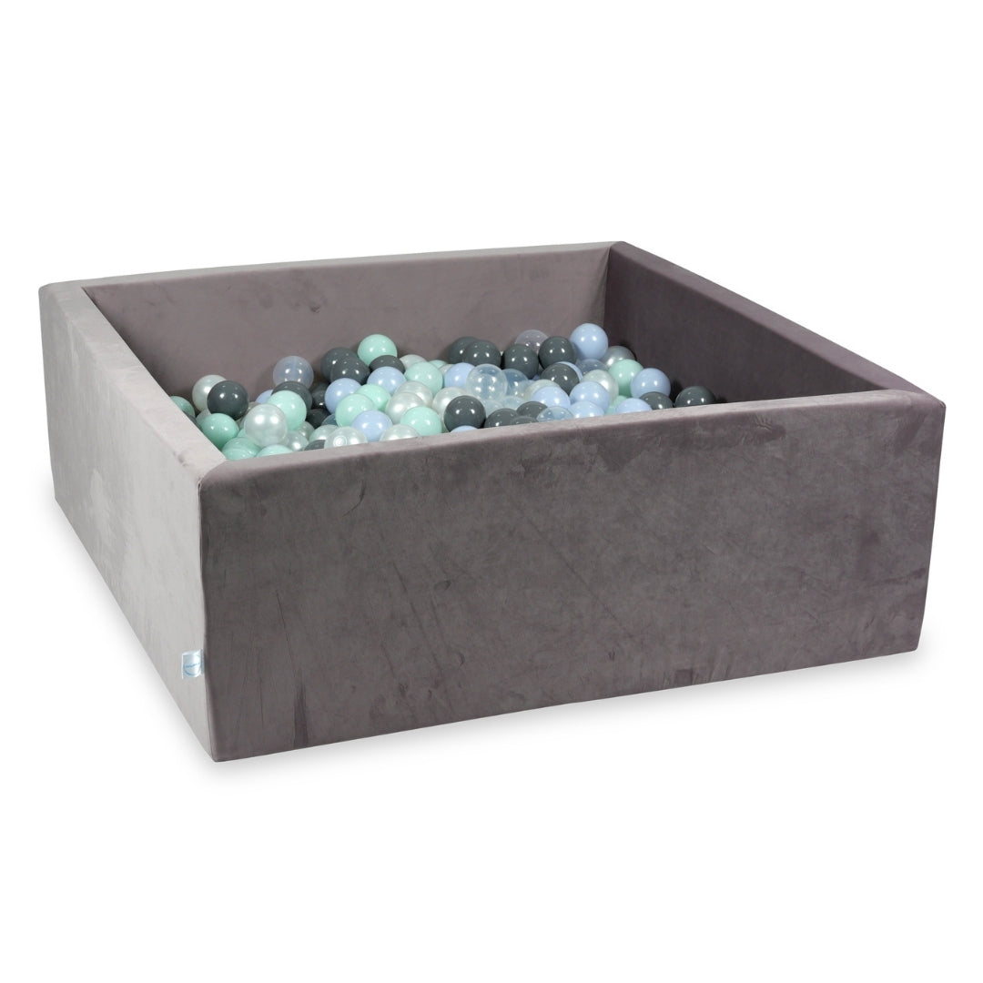 Square ball pit with balls 110 × 110 × 40 cm velvet lilac + 600 balls