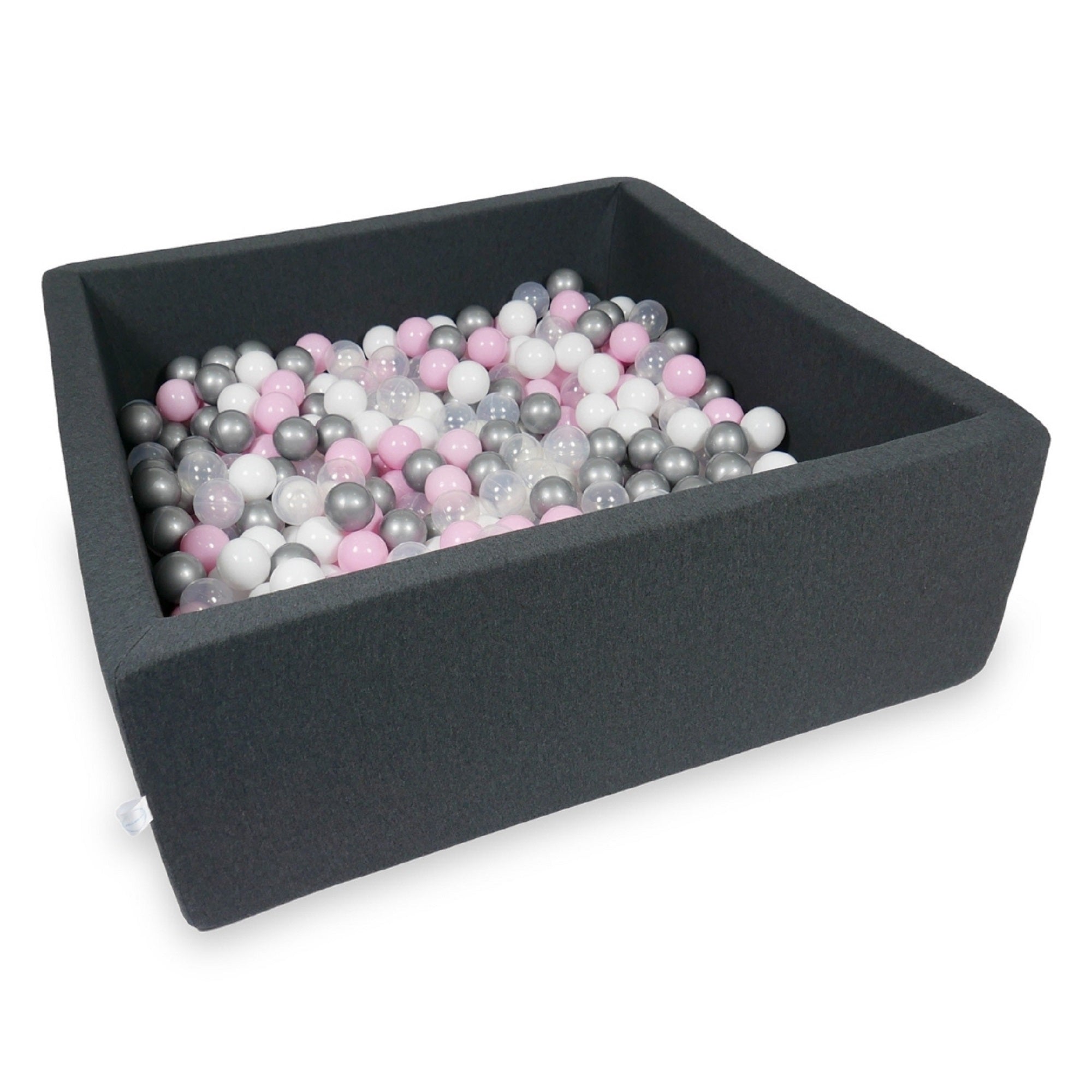 Square ball pit with balls 110 × 110 × 40 cm graphite + 600 balls
