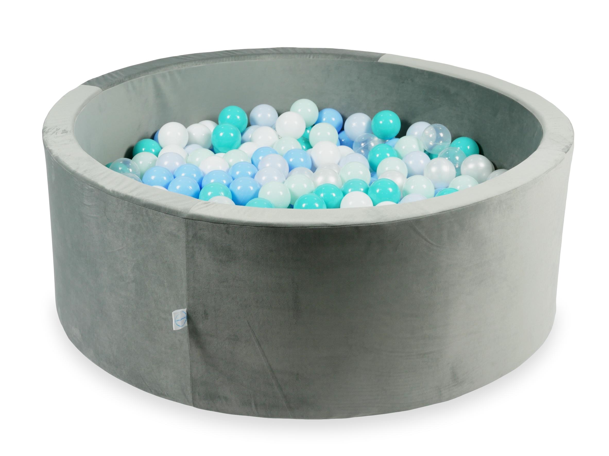 Ball pit with balls 110 × 40 cm velvet grey with 500 balls