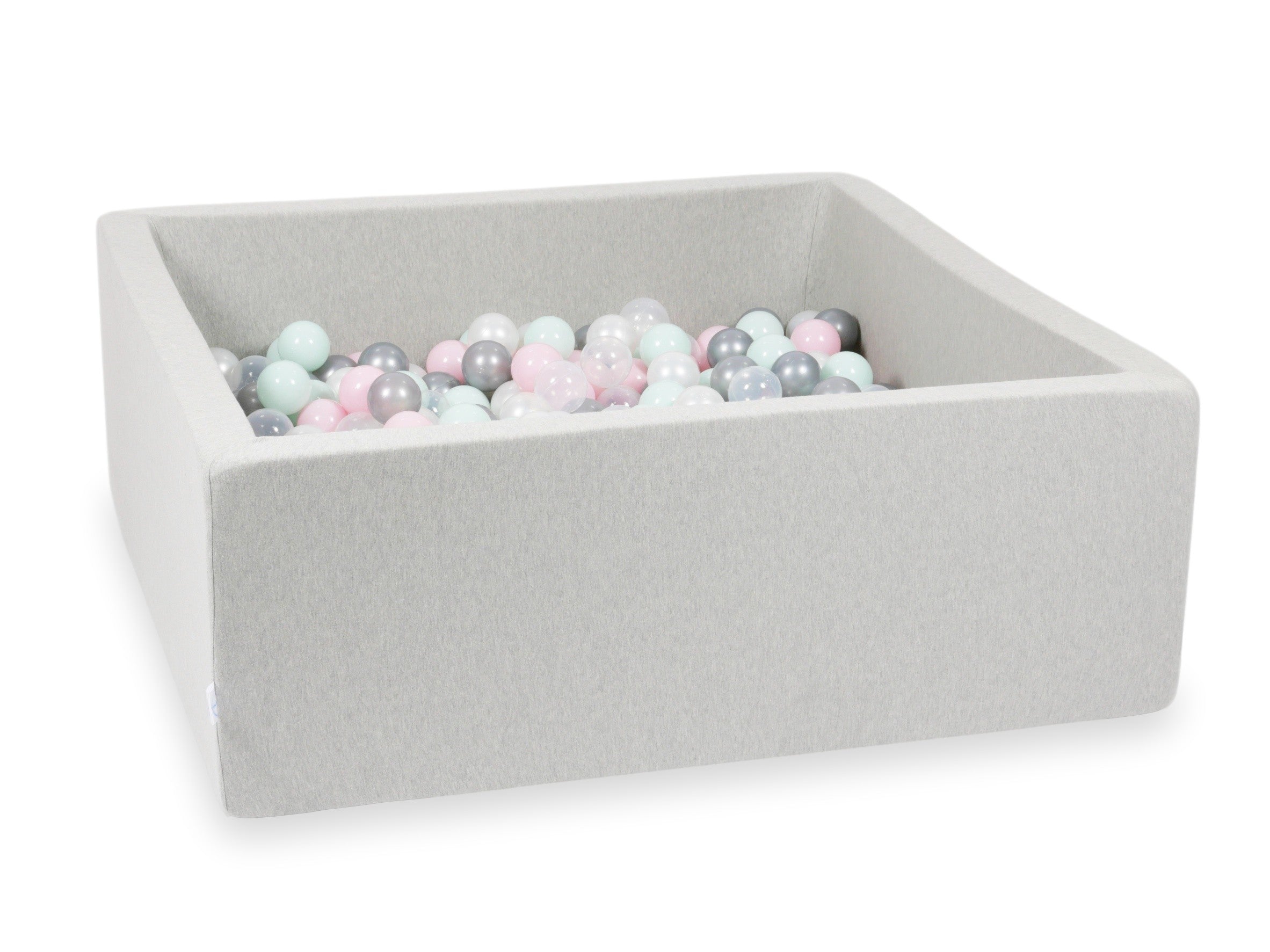 Square ball pit with balls 110 × 110 × 40 cm light grey + 600 balls