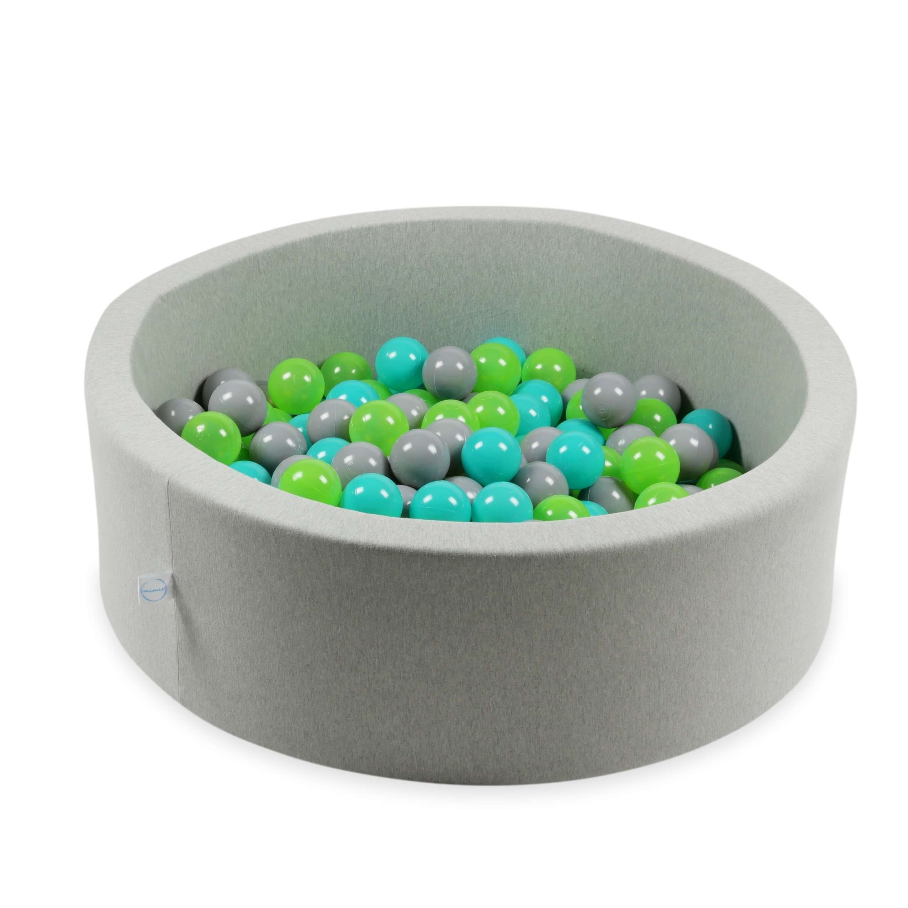 Piłeczki do suchego basenu Ø 7 cm – 500 szt. – szare, turquoise, seledynowe