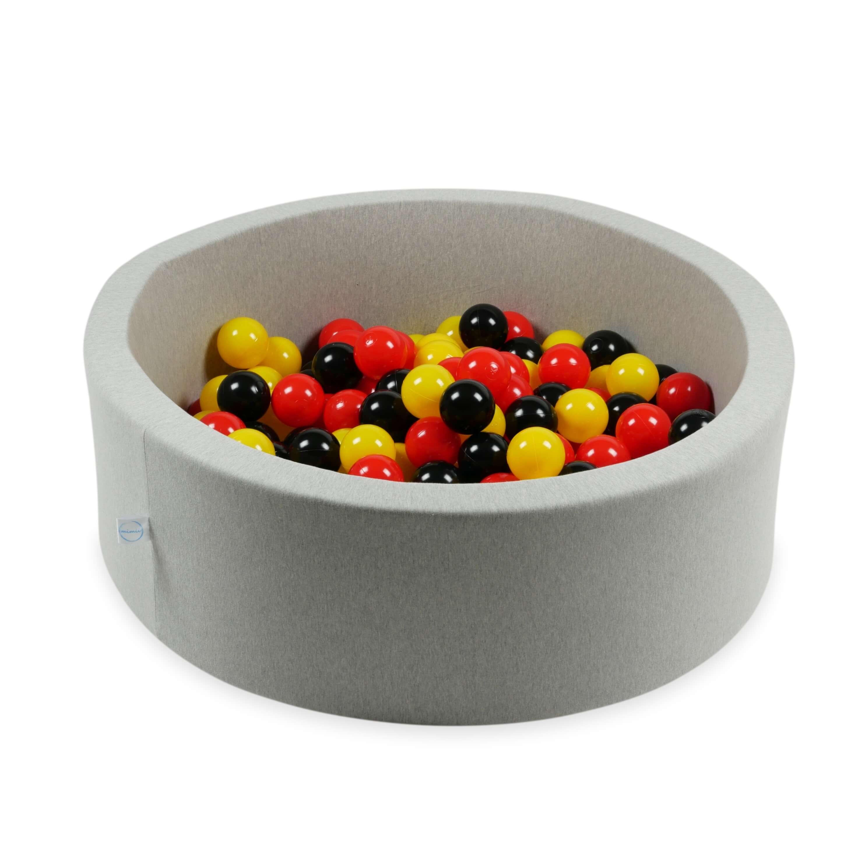 Piłeczki do suchego basenu Ø 7 cm – 400 szt. – żółte, czerwone, czarne
