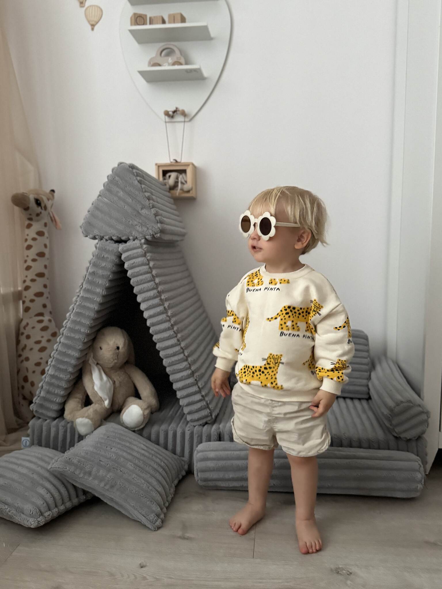 Mimii Montessori-Spielsofa Mini Comfort aus Waffelstoff
