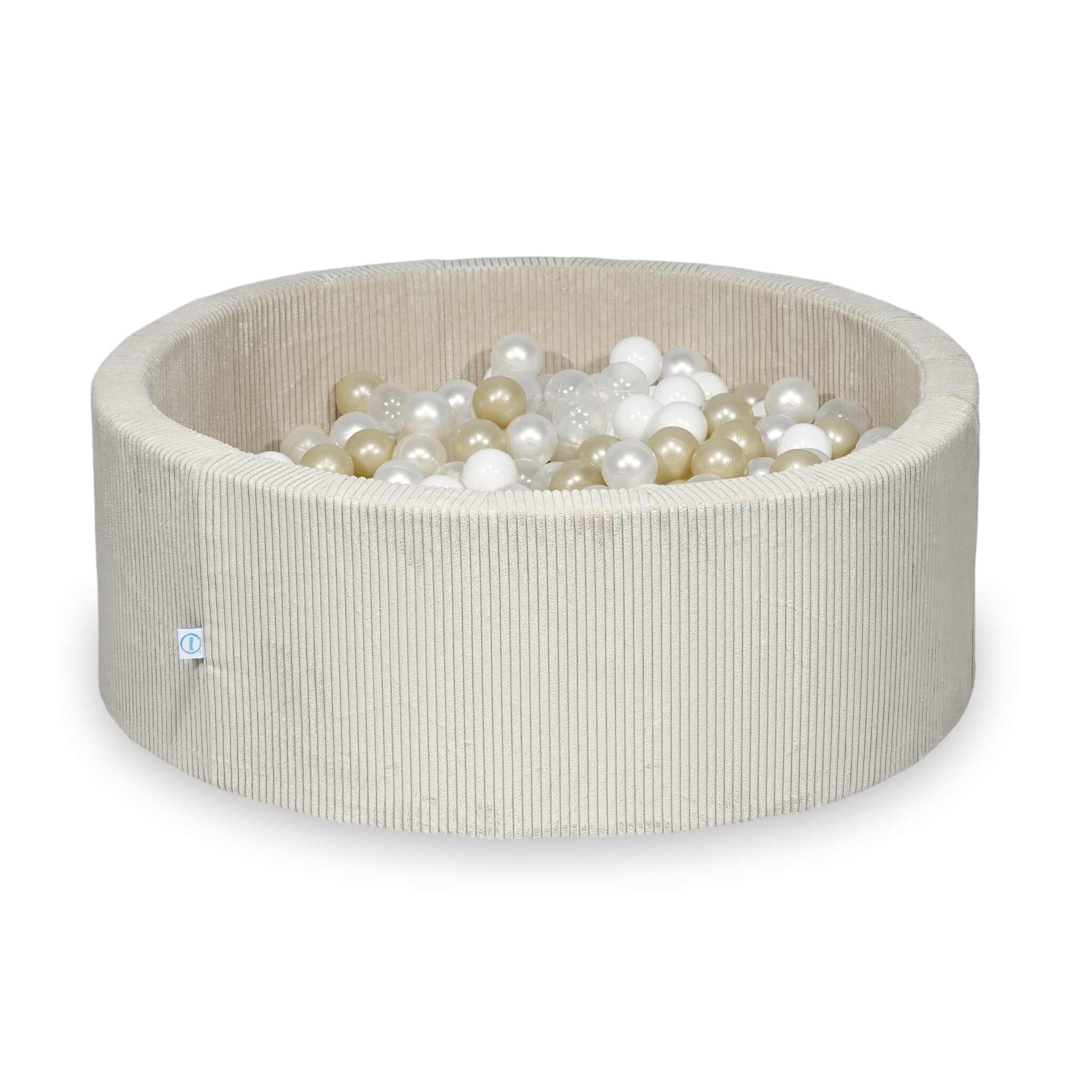 Ball pit with balls 110 × 40 cm corduroy beige with 500 balls