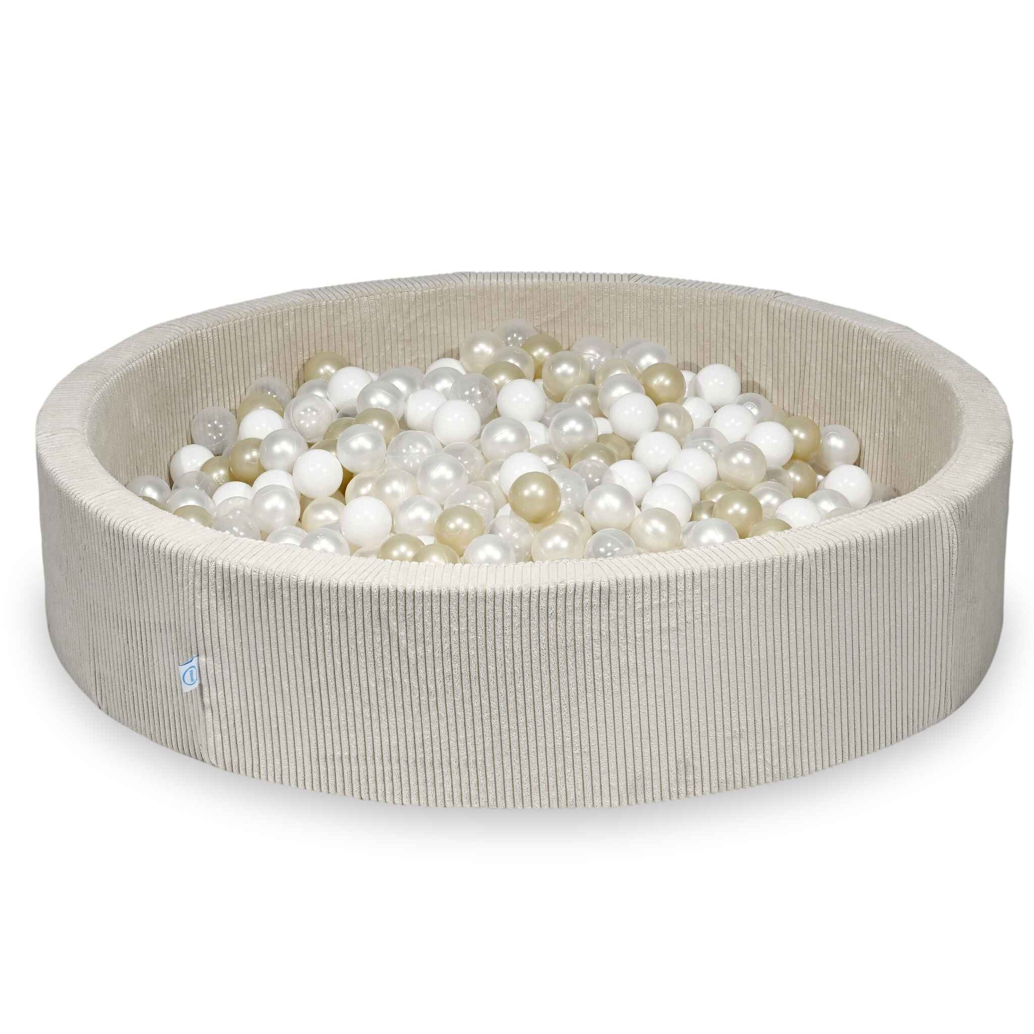 Ball pit with balls 130 × 30 cm corduroy beige with 600 balls