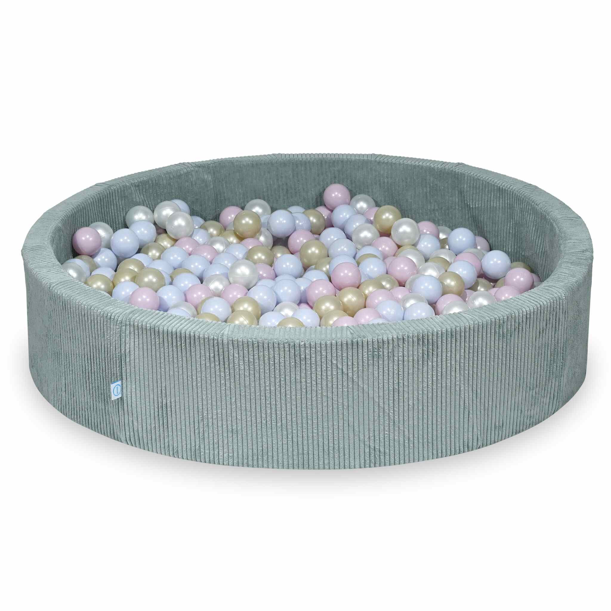 Ball pit with balls 130 × 30 cm corduroy light mint with 600 balls