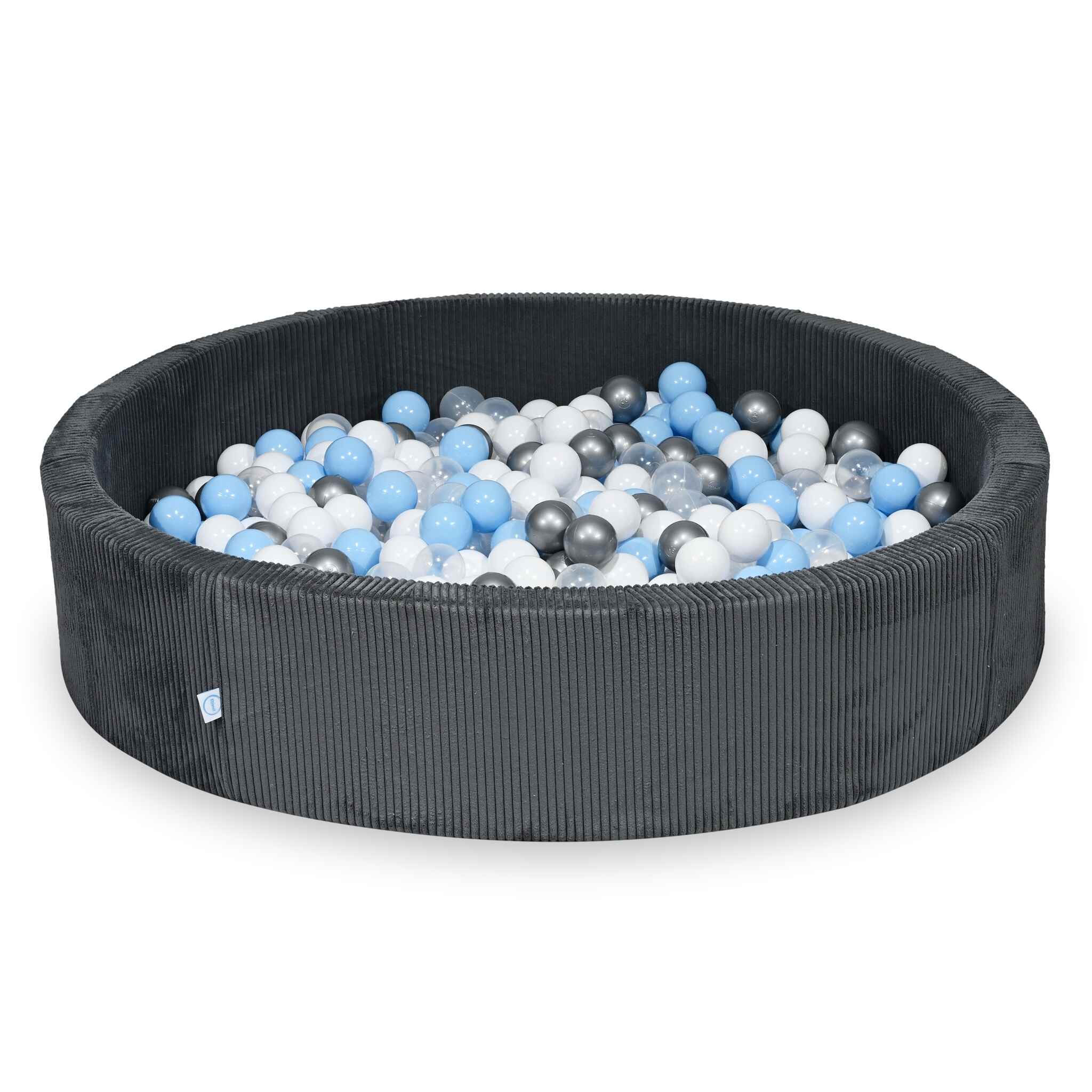 Ball pit with balls 130 × 30 cm corduroy graphite with 600 balls