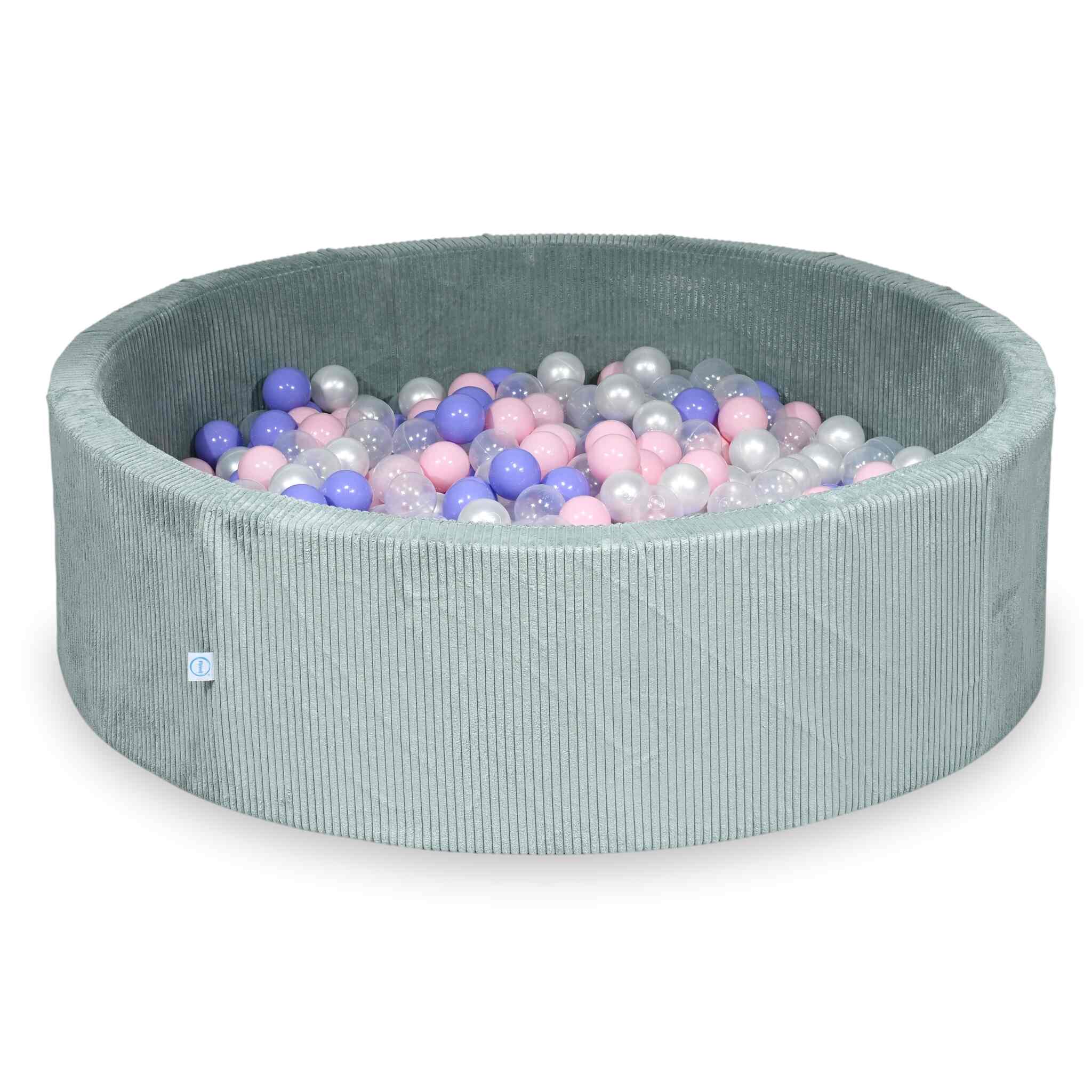 Ball pit with balls 130 × 40 cm corduroy light mint with 700 balls
