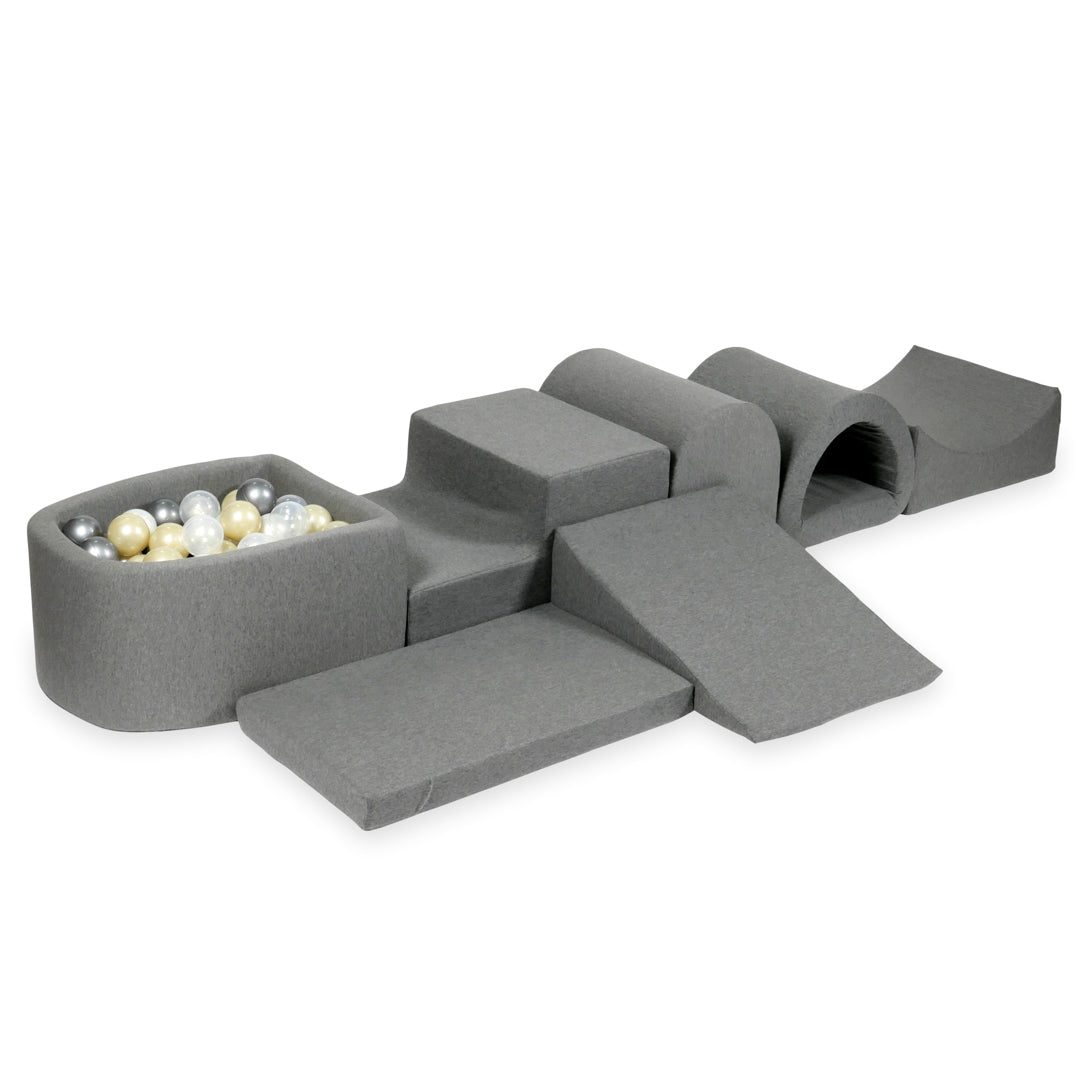 Największy piankowy plac zabaw z basenem micro szary + 100 piłek