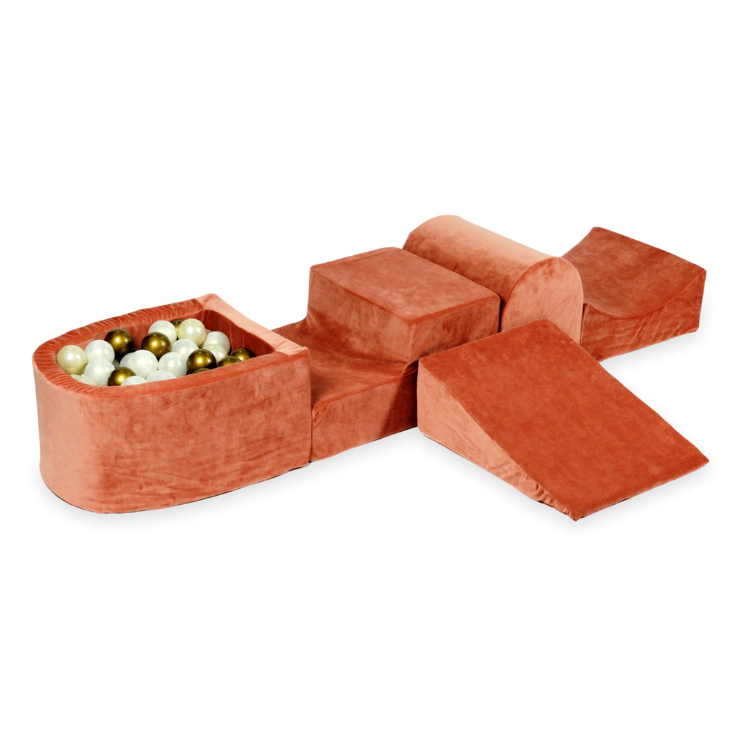 Piankowy plac zabaw z górką i basenem micro Velvet Soft Canyon Clay + 100 piłek