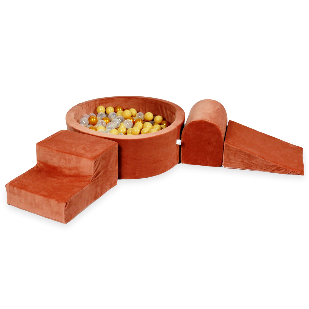 Piankowy plac zabaw z okrągłym basenem 90x30 cm Velvet Soft Canyon Clay + 200 piłek