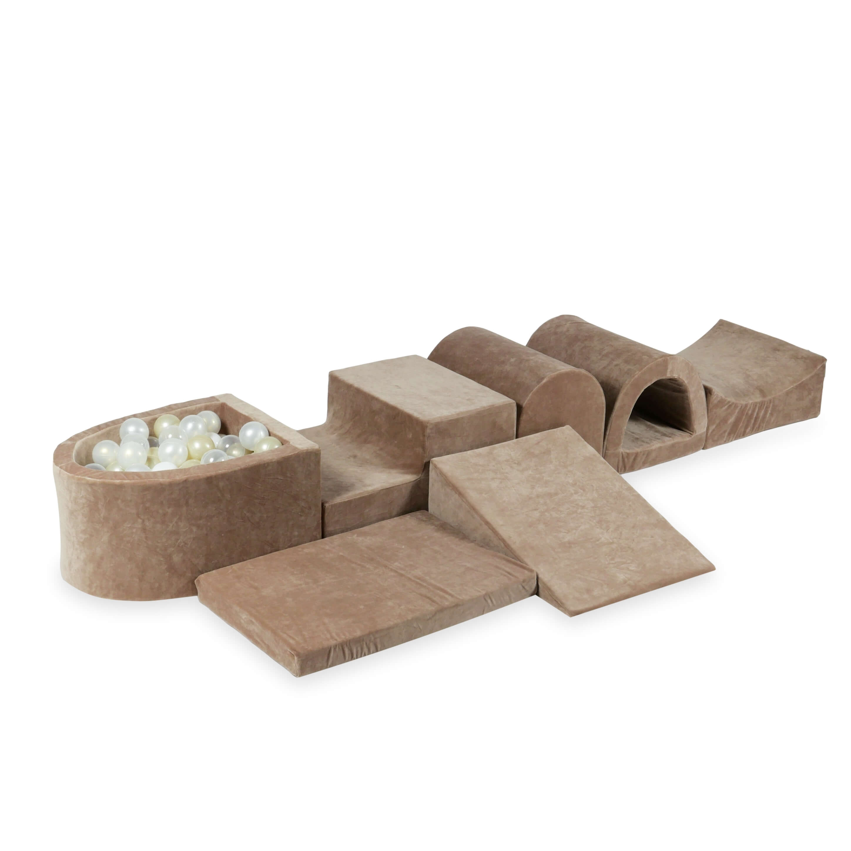 Największy piankowy plac zabaw z basenem micro Velvet Soft brązowy + 100 piłek