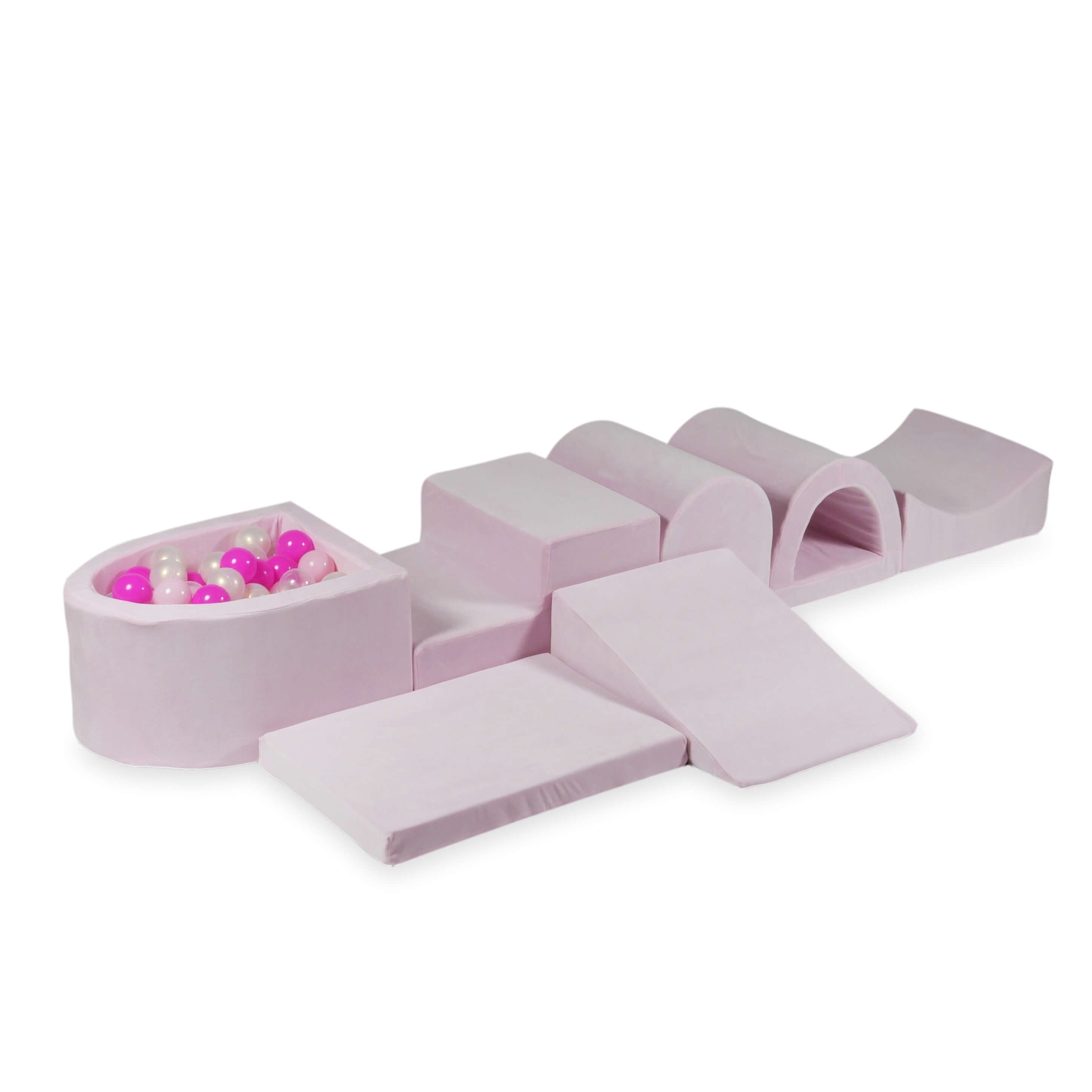 Największy piankowy plac zabaw z basenem micro Velvet Soft jasnoróżowy + 100 piłek