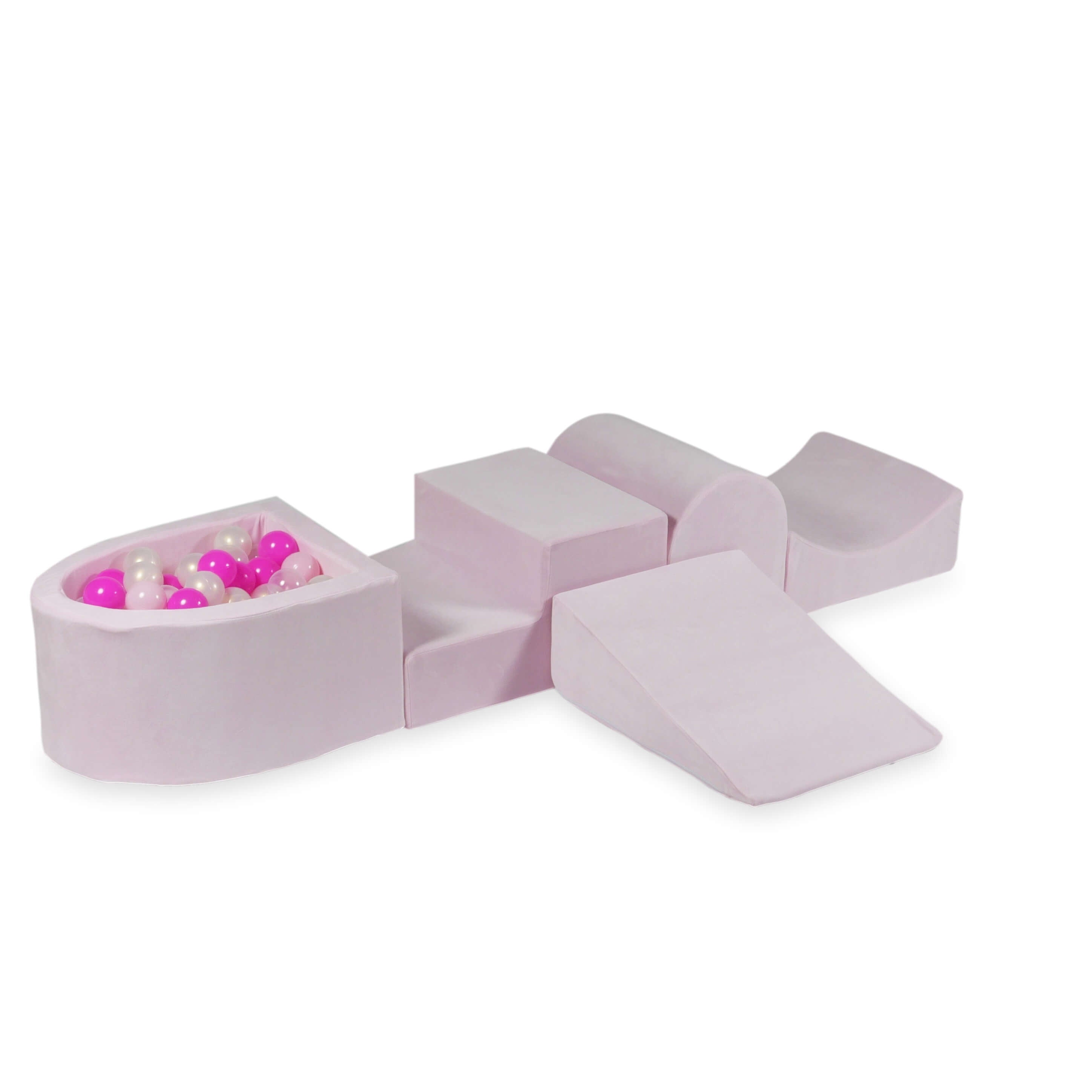 Piankowy plac zabaw z górką i basenem micro Velvet Soft jasnoróżowy + 100 piłek