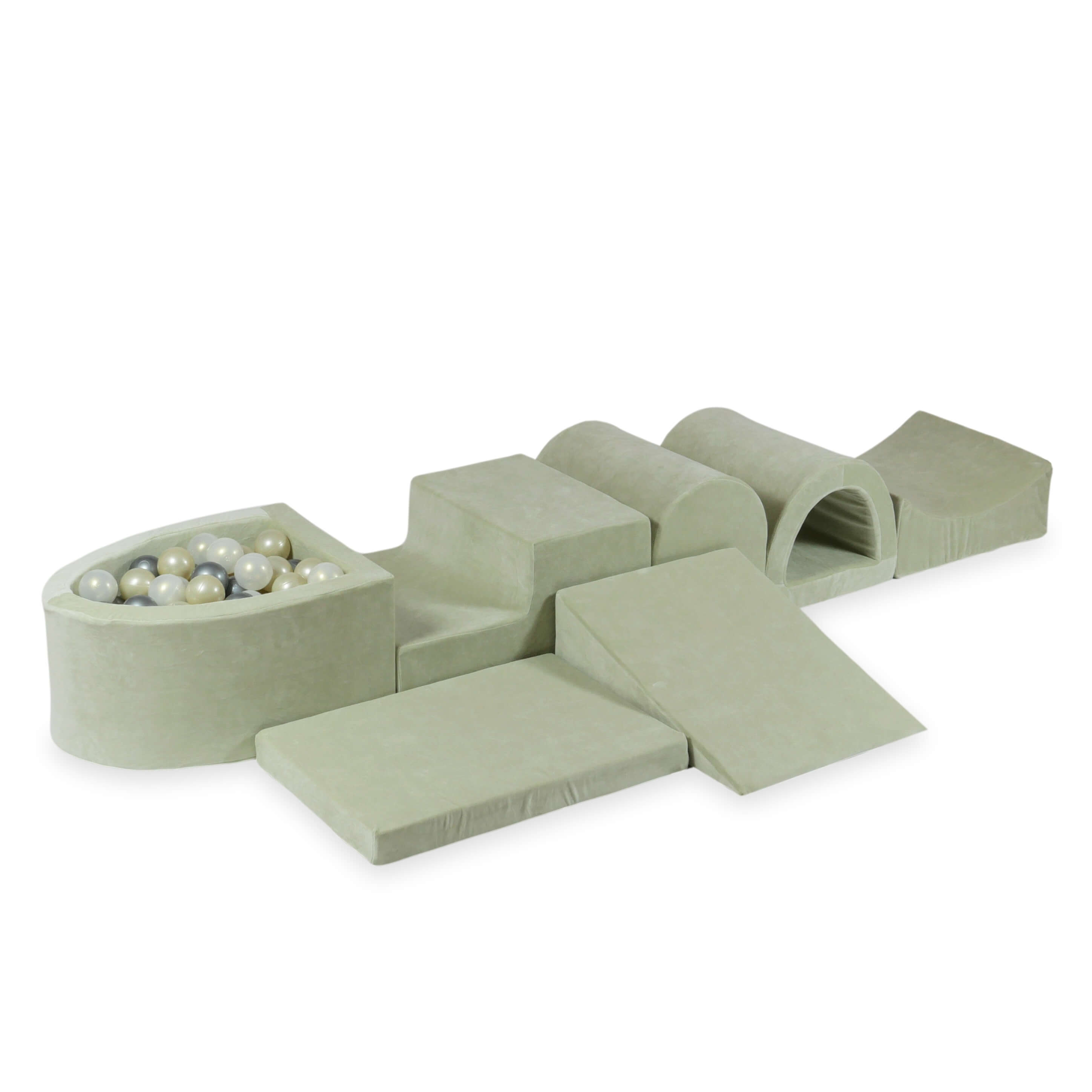 Największy piankowy plac zabaw z basenem micro Velvet Soft pistacjowy + 100 piłek